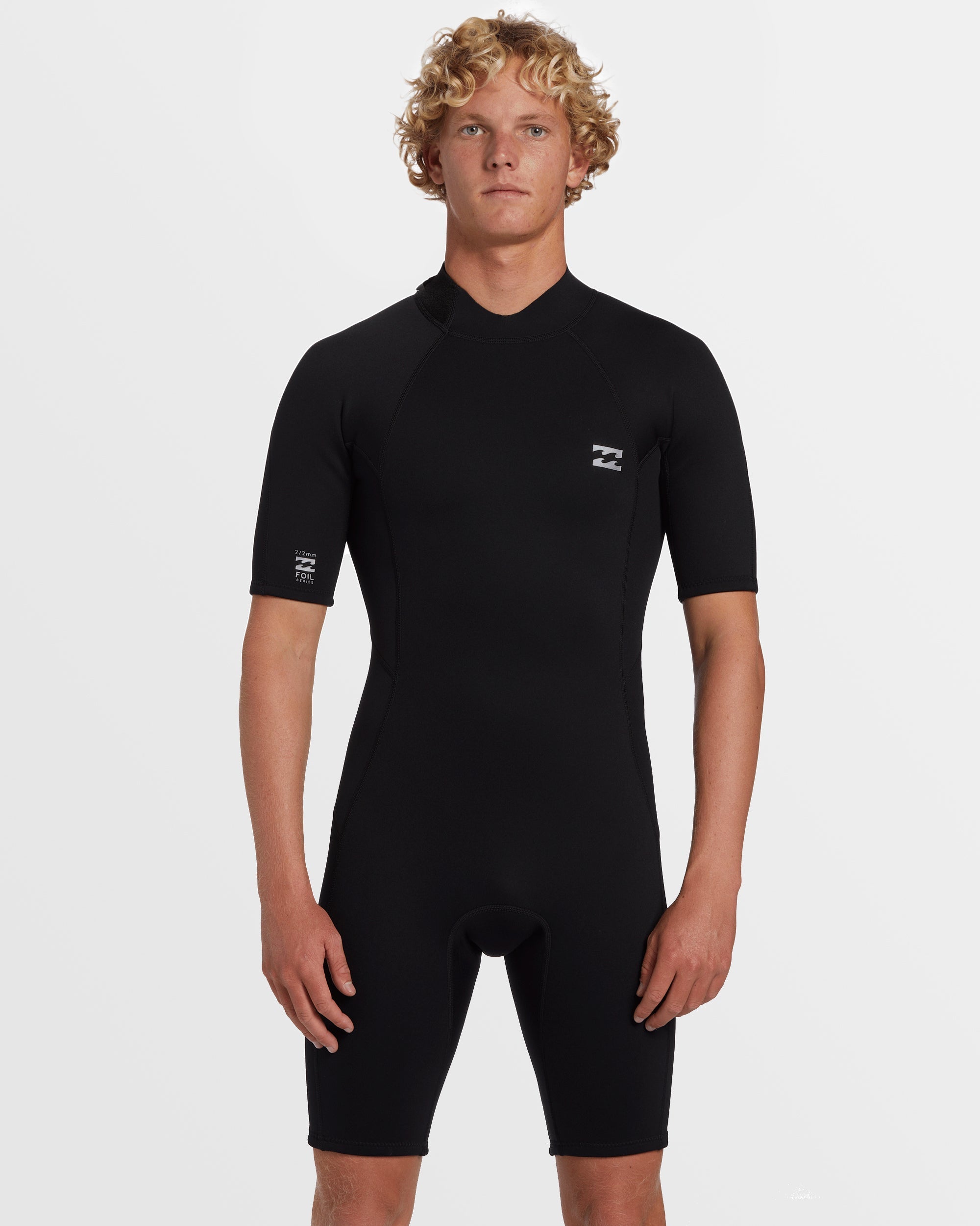 Billabong 2mm Foil Flatlock Back Zip Short Sleeve Springsuit - Black