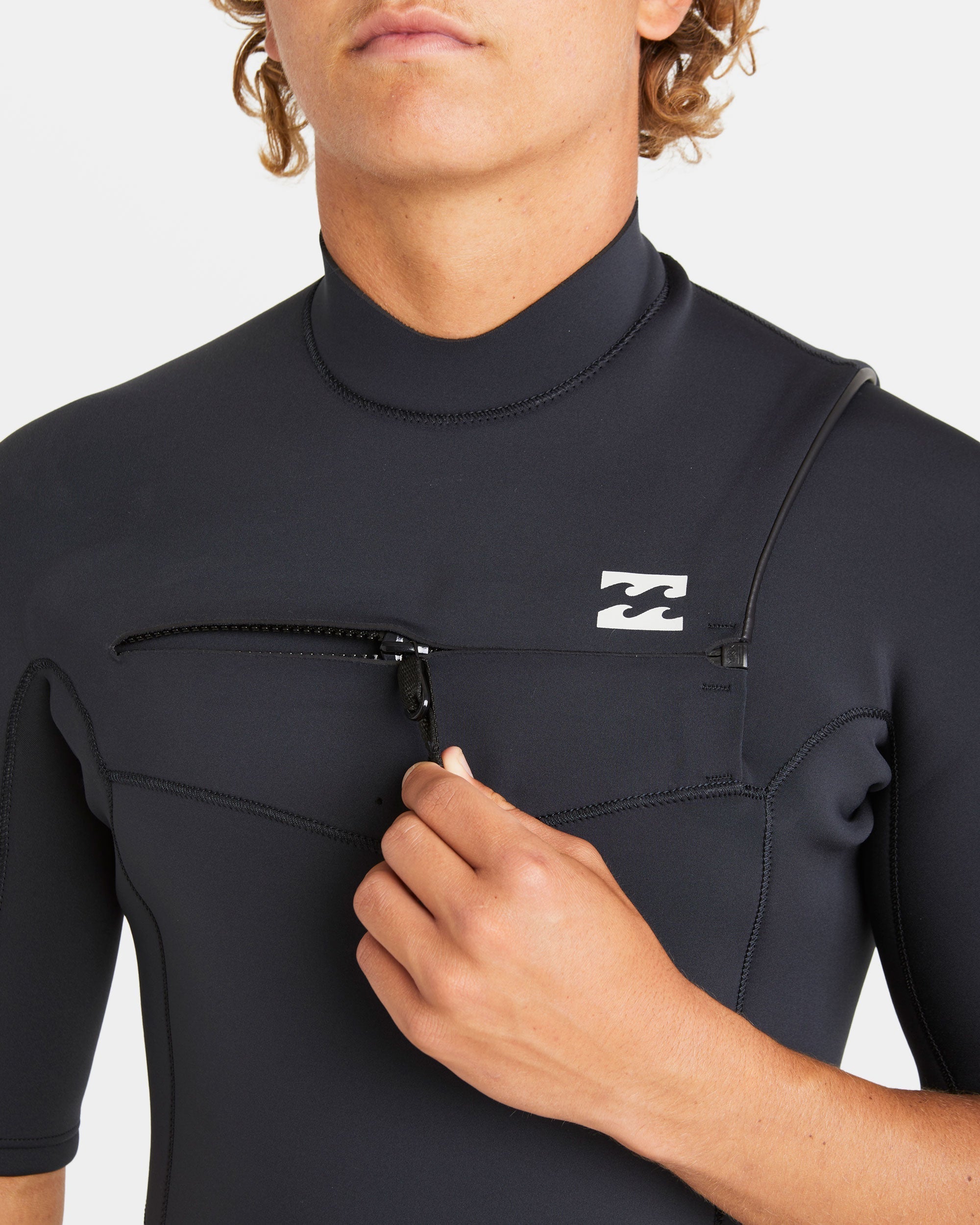 Billabong 2/2mm Absolute Natural Upcycler GBS Chest Zip Short Sleeve Springsuit - Black