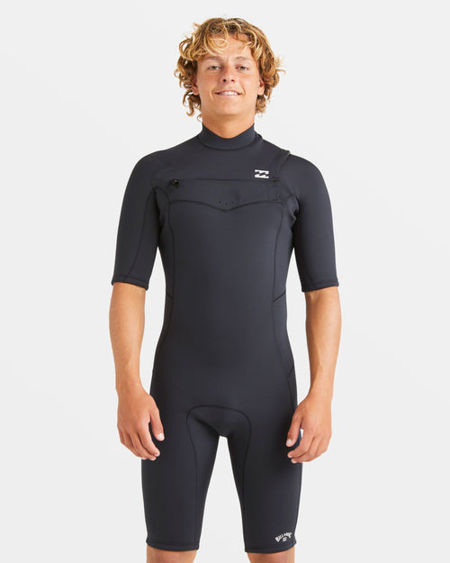 Billabong 2/2mm Absolute Natural Upcycler GBS Chest Zip Short Sleeve Springsuit - Black