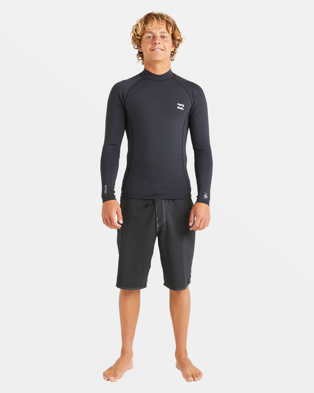Billabong 1/1mm Absolute Natural Upcycler Flatlock Back Zip Wetsuit Jacket - Black