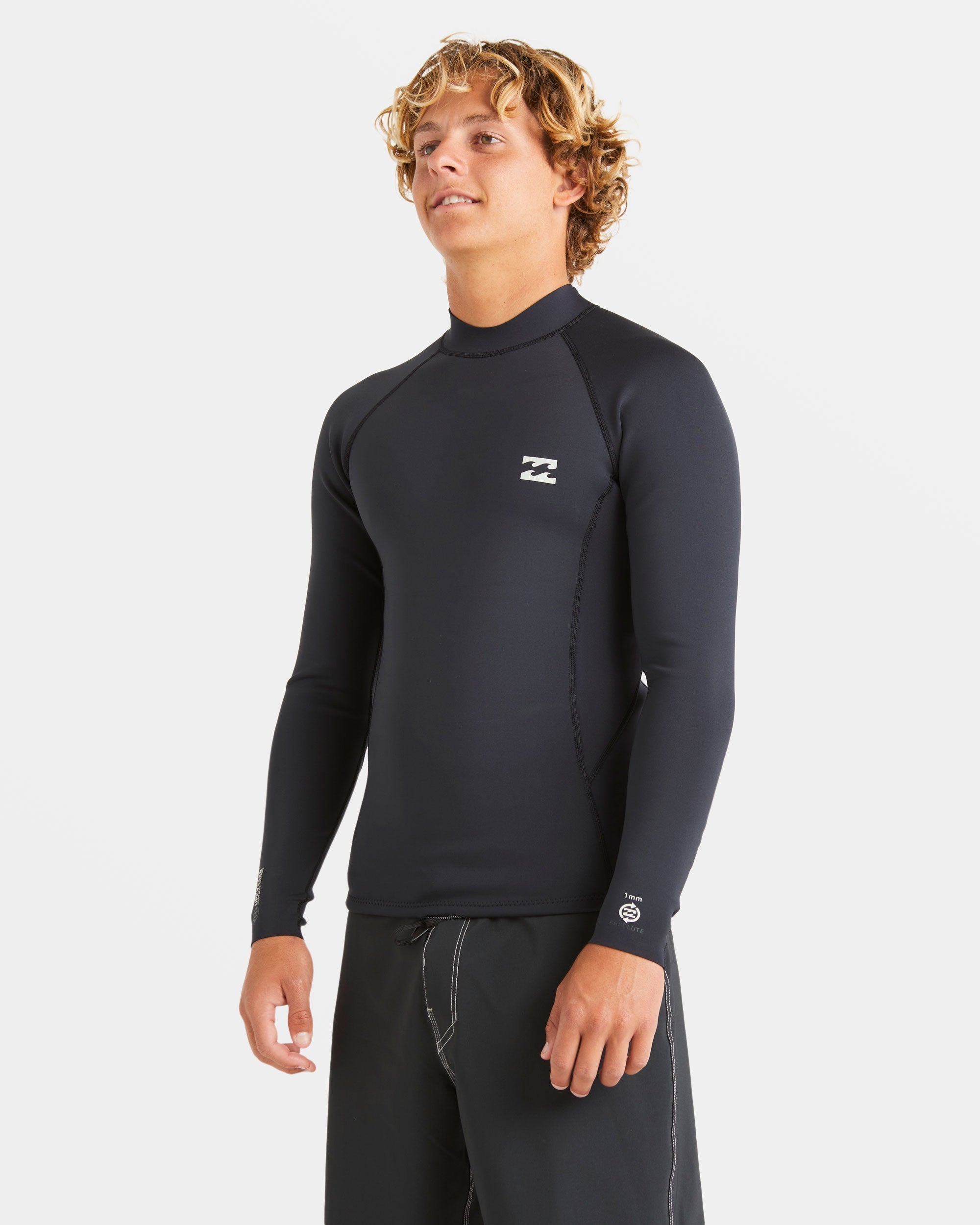 Billabong 1/1mm Absolute Natural Upcycler Flatlock Back Zip Wetsuit Jacket - Black