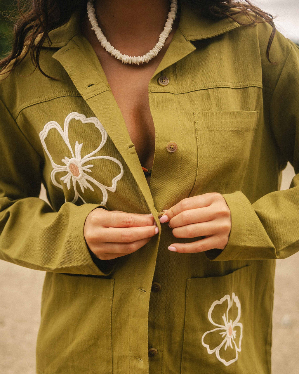 Billabong Floral Fields Shacket - Moss