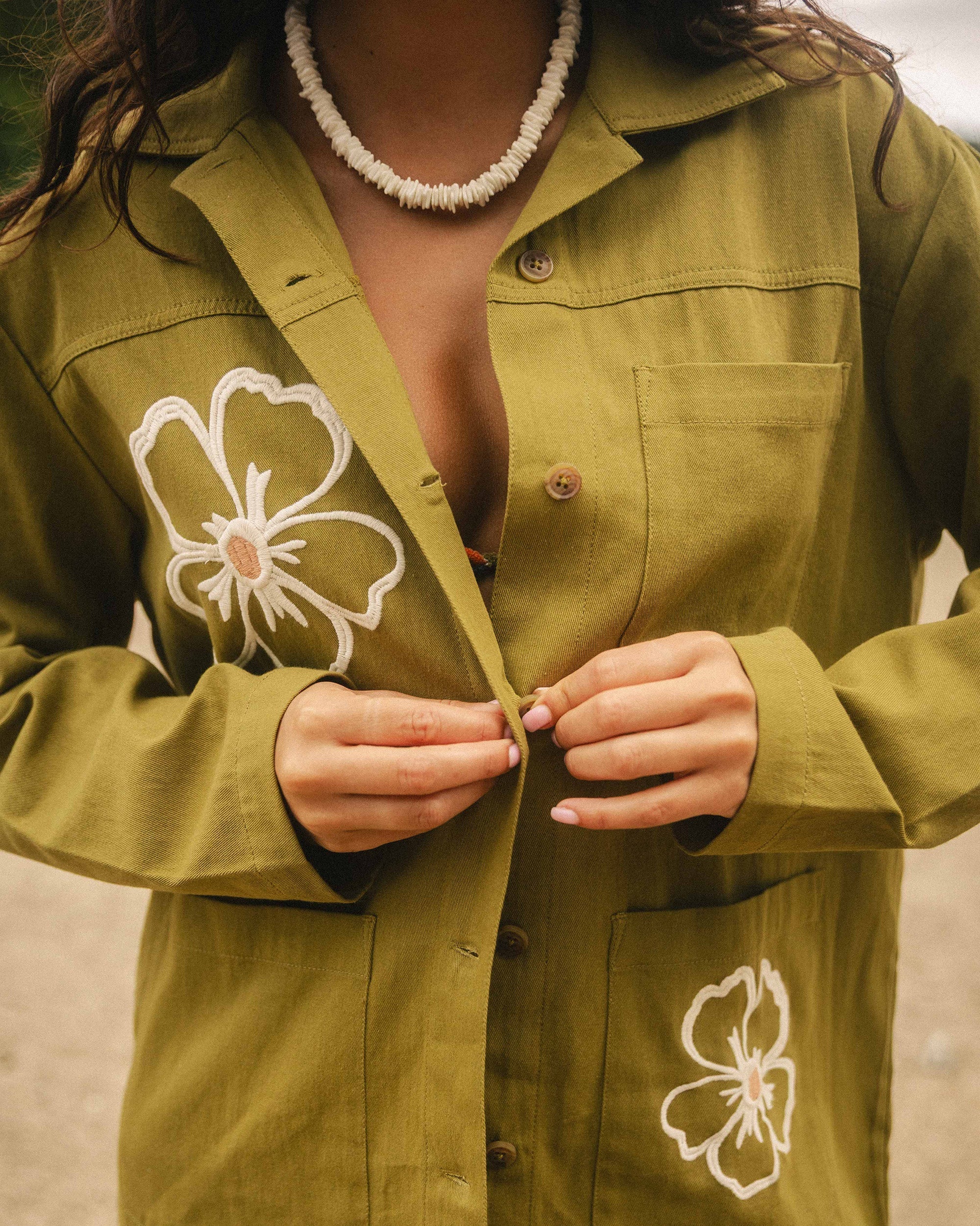 Billabong Floral Fields Shacket - Moss