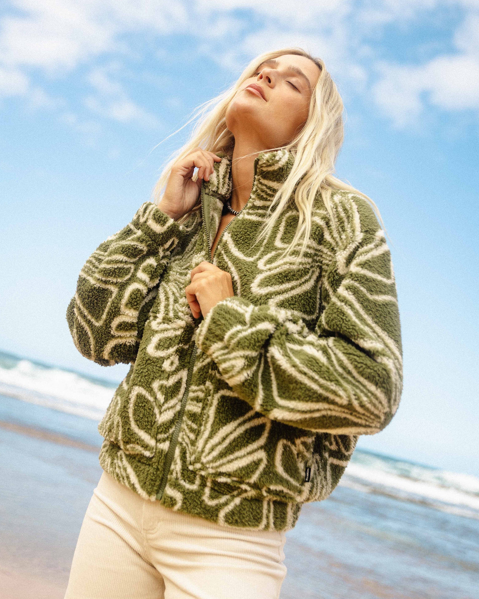Billabong First Light Sherpa Front Zip Fleece - Martini Olive
