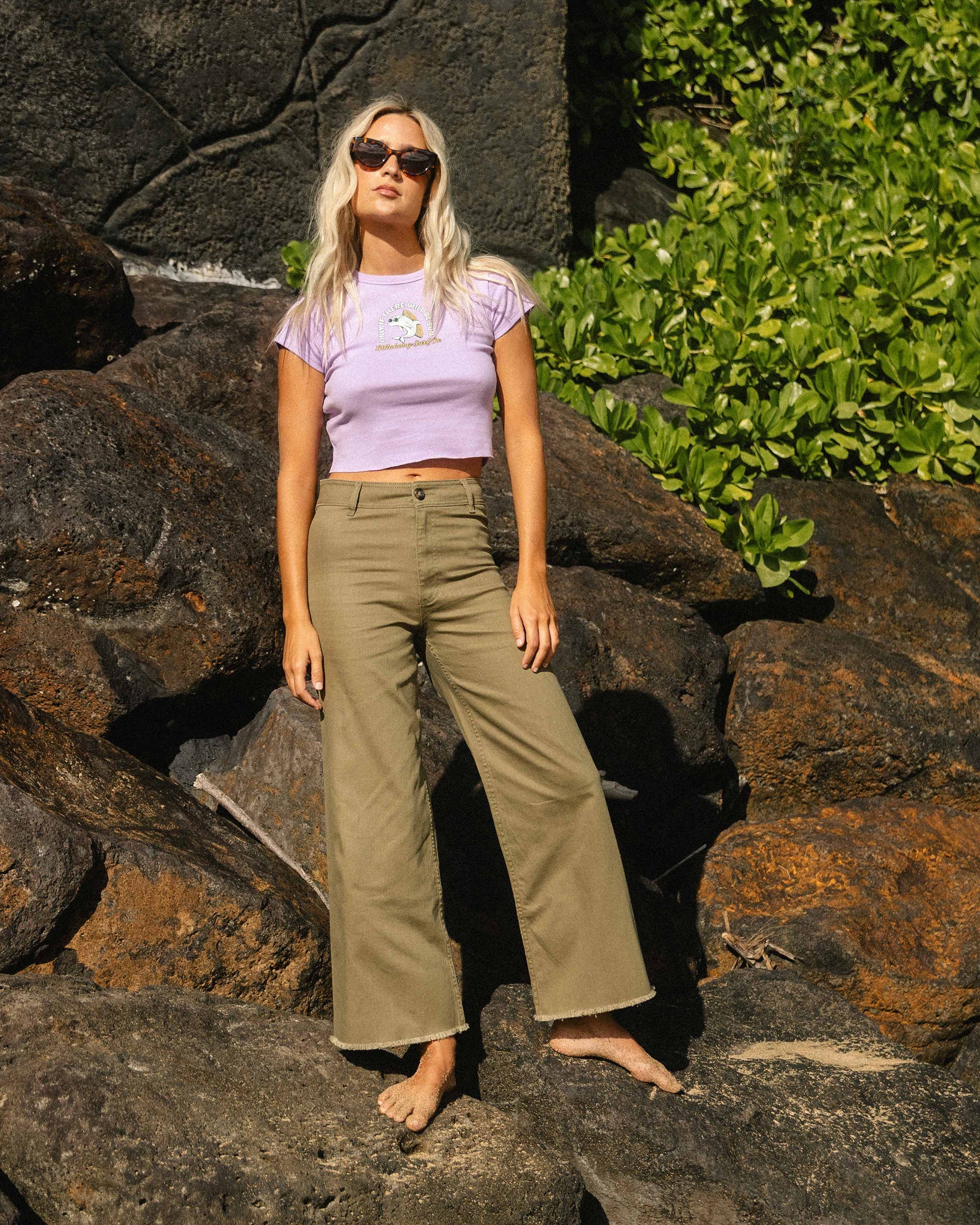 Billabong Free Fall High-Waist Twill Pants - Martini Olive