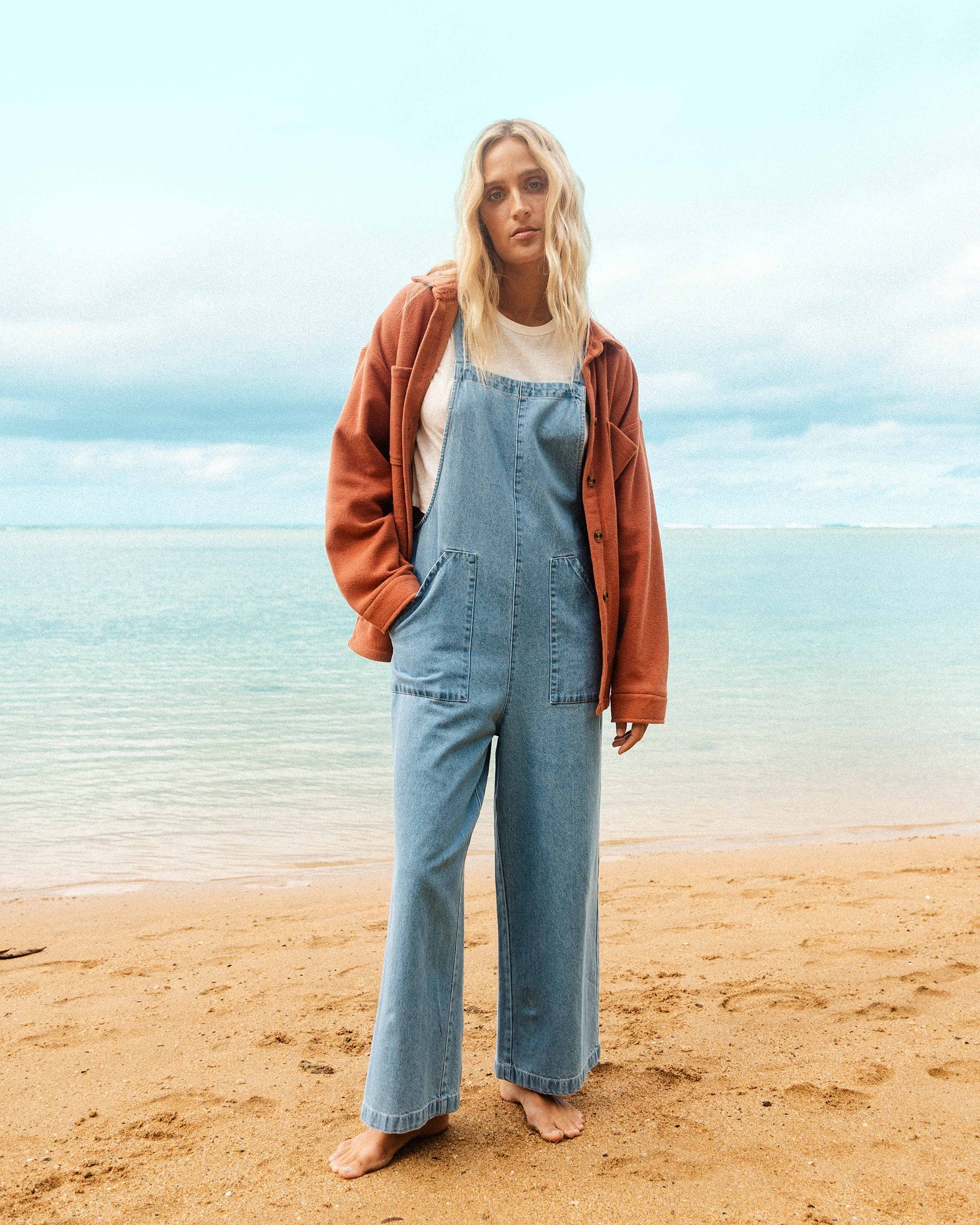 Billabong Pacific Time Denim Overall - Sea Blue