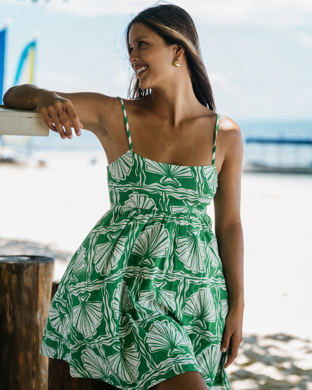 Billabong Sea Shell Mini Dress - Kelly Green