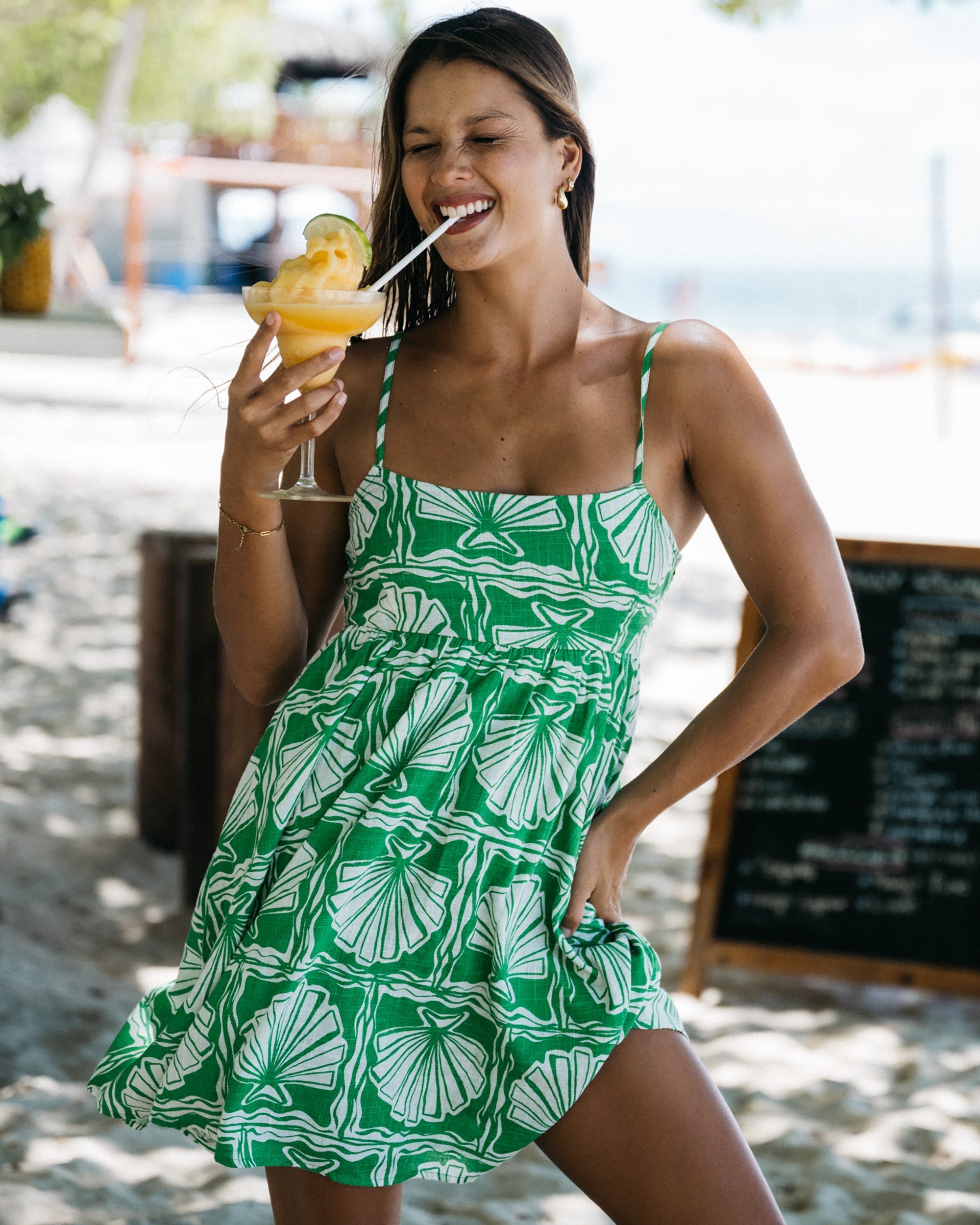 Billabong Sea Shell Mini Dress - Kelly Green