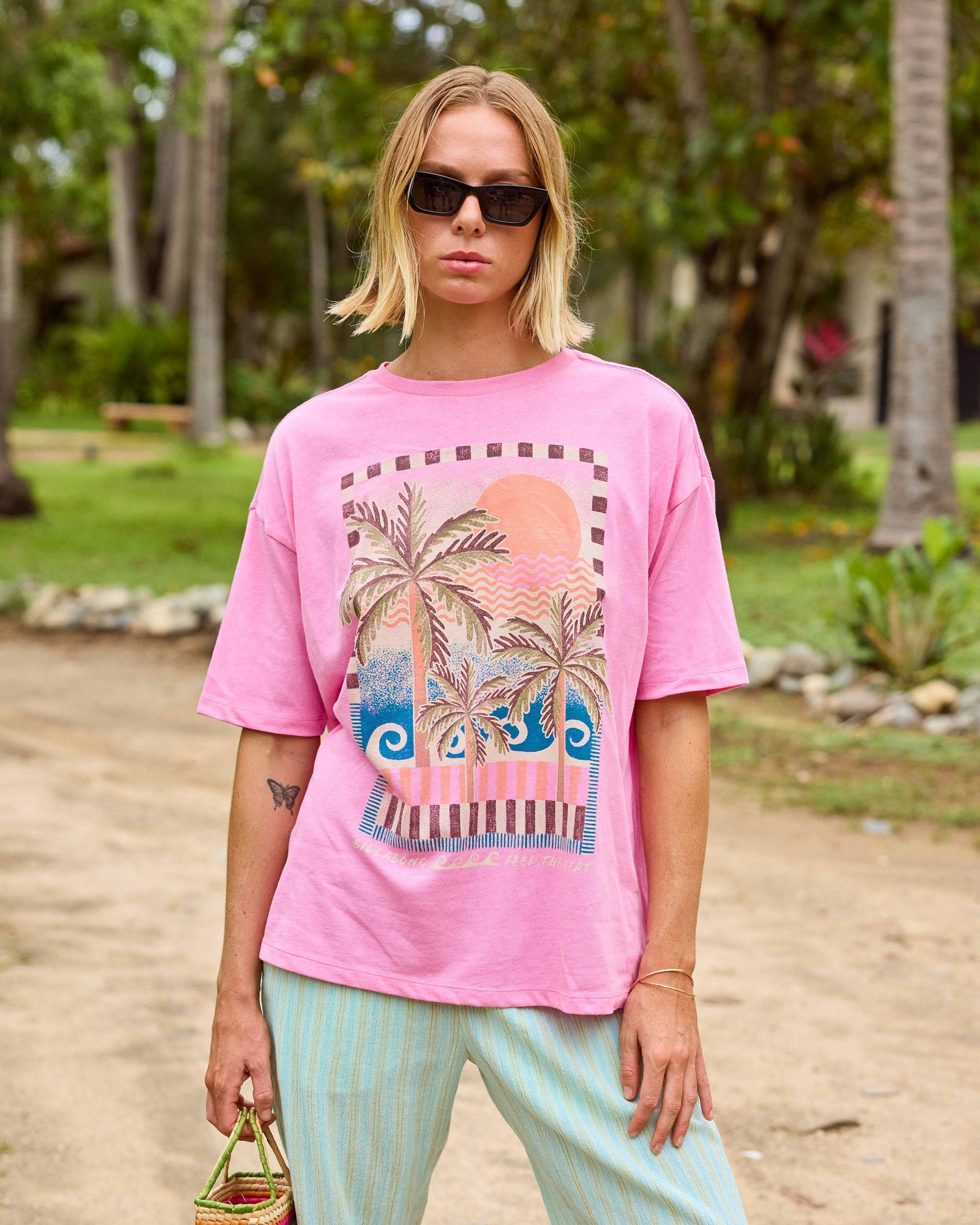Billabong Feel The Heat Short Sleeve Knit T-Shirt - Party Pink