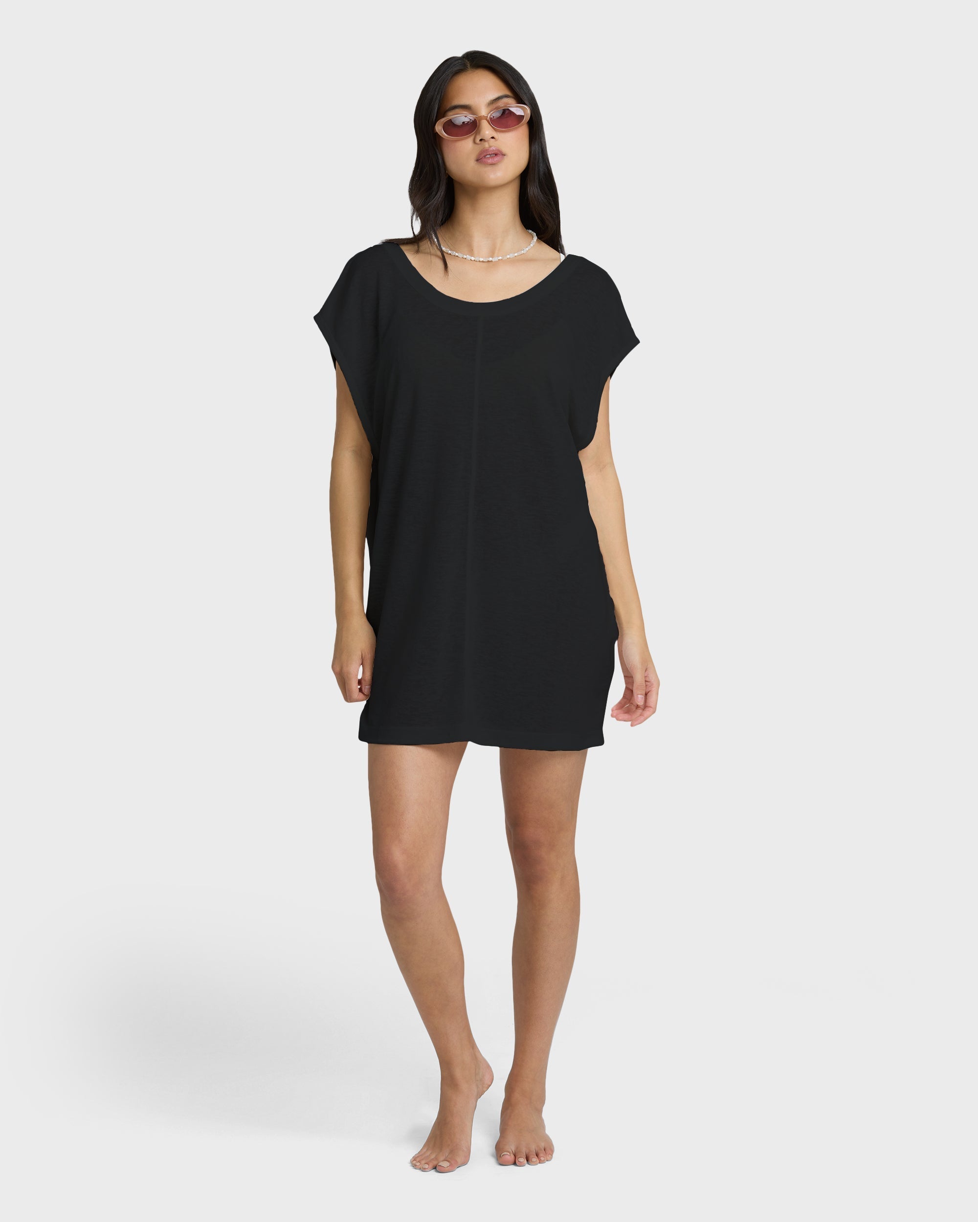 Billabong Hallow Wave Mini Short Sleeve Dress - Black Sands