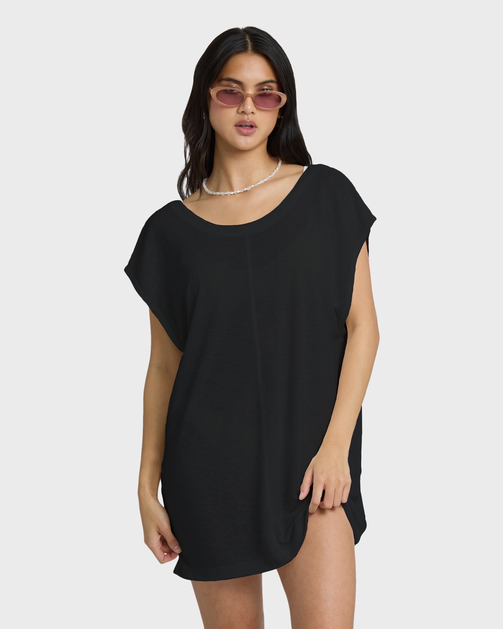 Billabong Hallow Wave Mini Short Sleeve Dress - Black Sands
