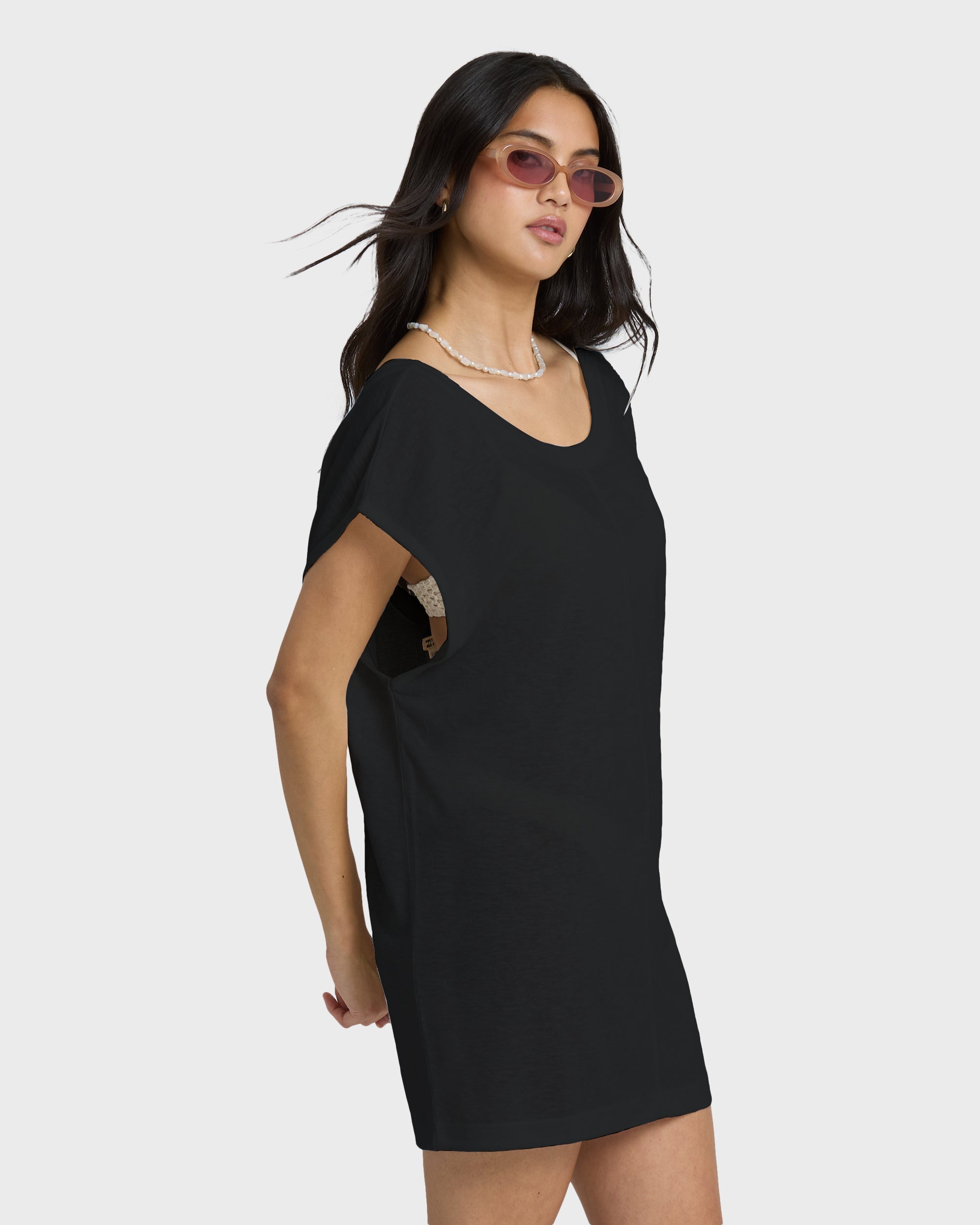 Billabong Hallow Wave Mini Short Sleeve Dress - Black Sands