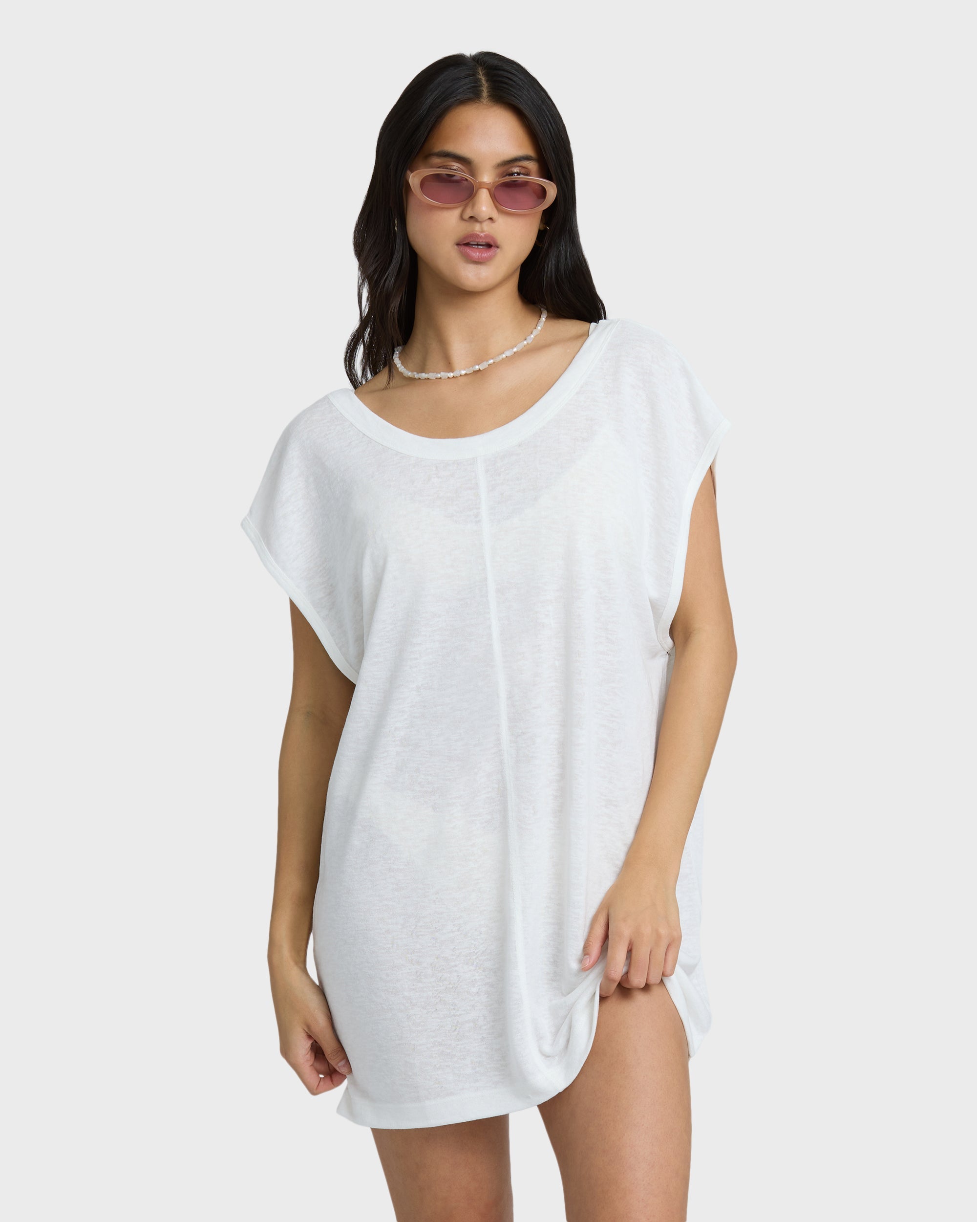 Billabong Hallow Wave Mini Short Sleeve Dress - Salt Crystal