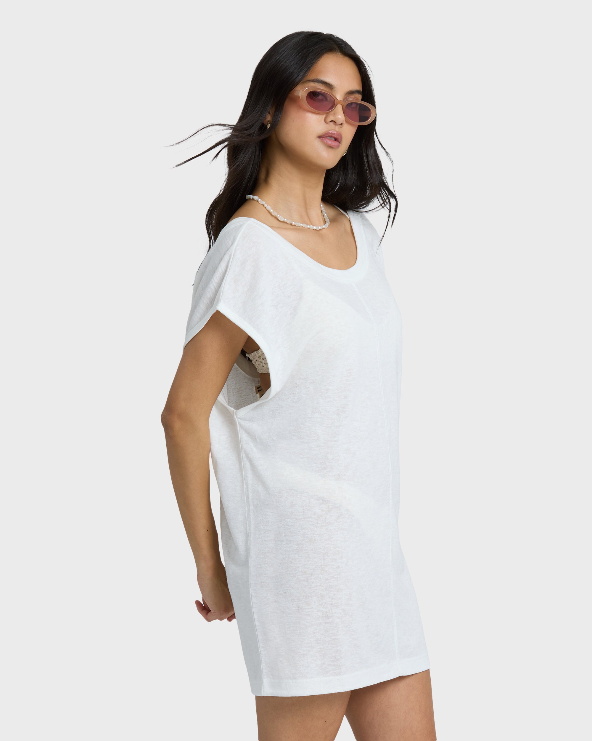 Billabong Hallow Wave Mini Short Sleeve Dress - Salt Crystal