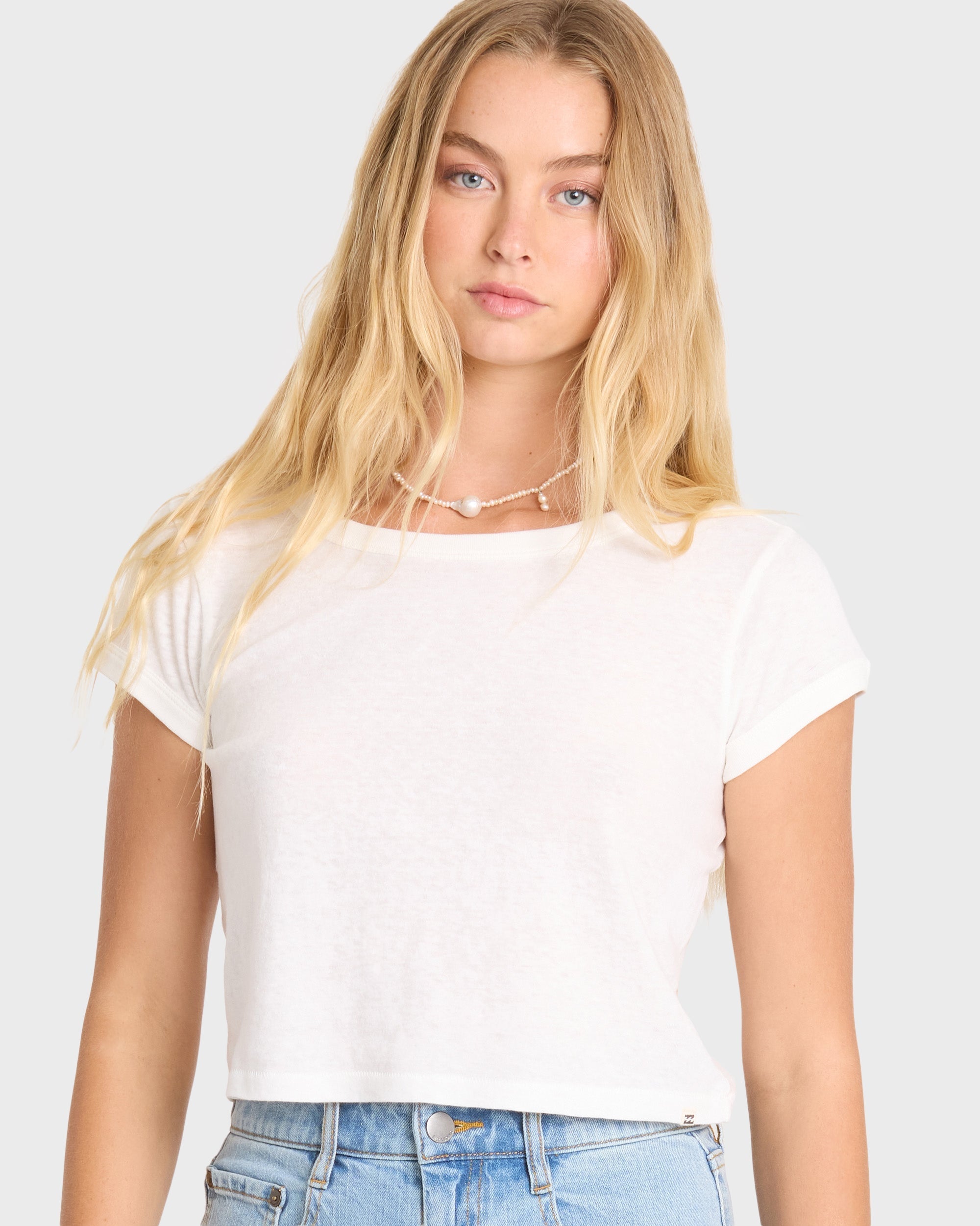Billabong Daily Tee Solid Short Sleeve Knit T-Shirt - Salt Crystal