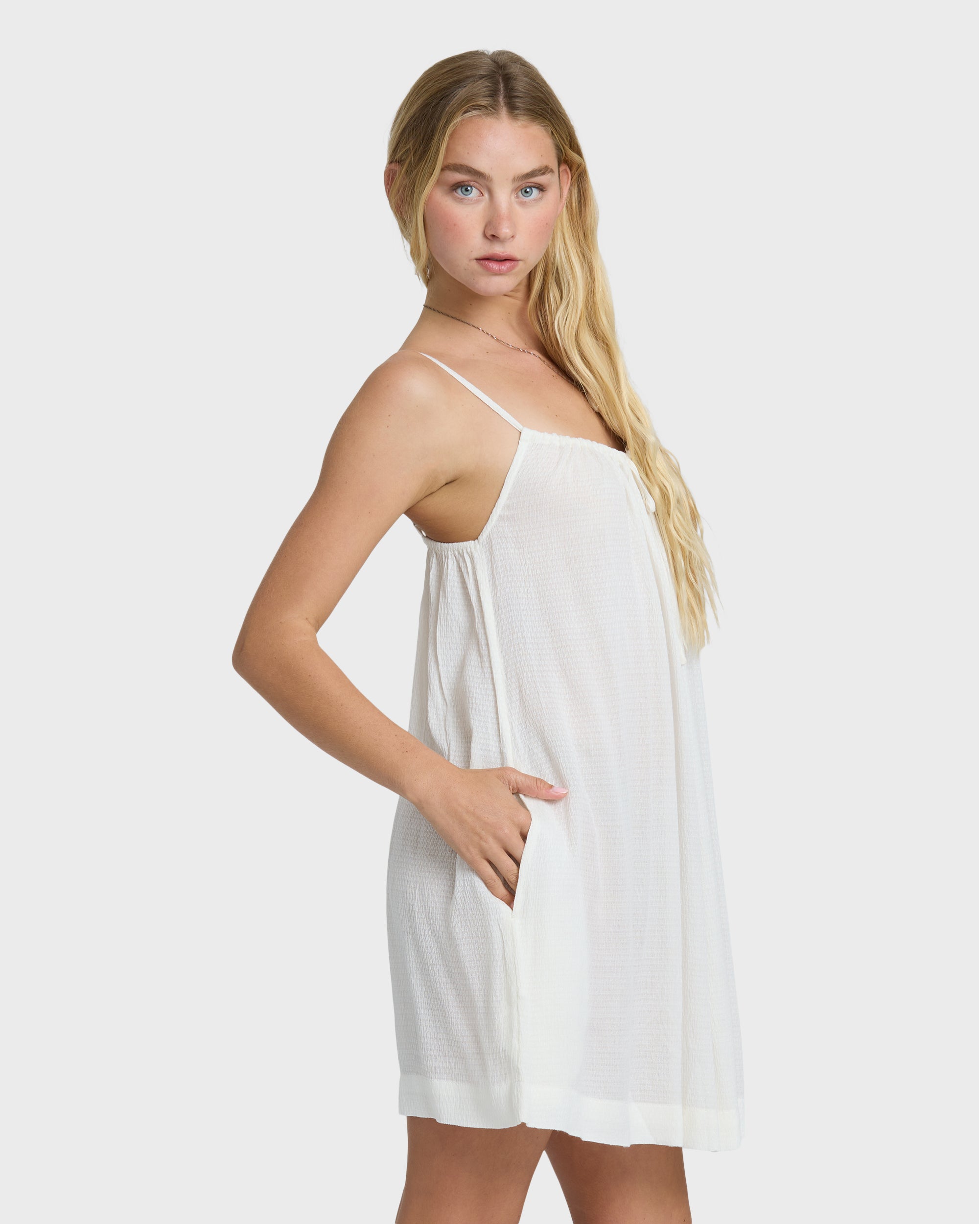 Billabong Beach Song Solid Mini Dress - Salt Crystal