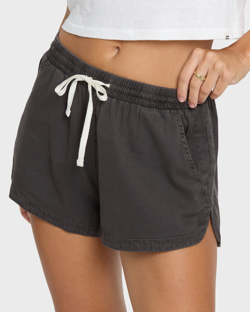Billabong Road Trippin Elastic Waist Woven Shorts - Off Black