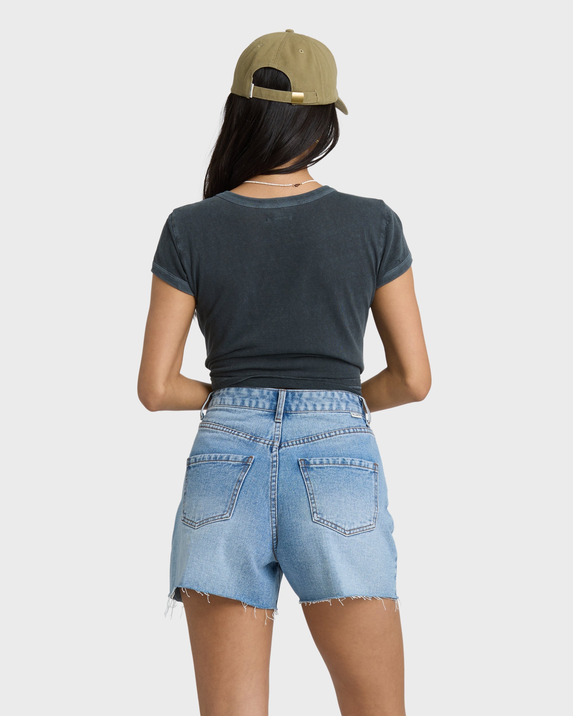 Billabong Riley Cut-Off Denim Shorts - Faded Indigo Fray