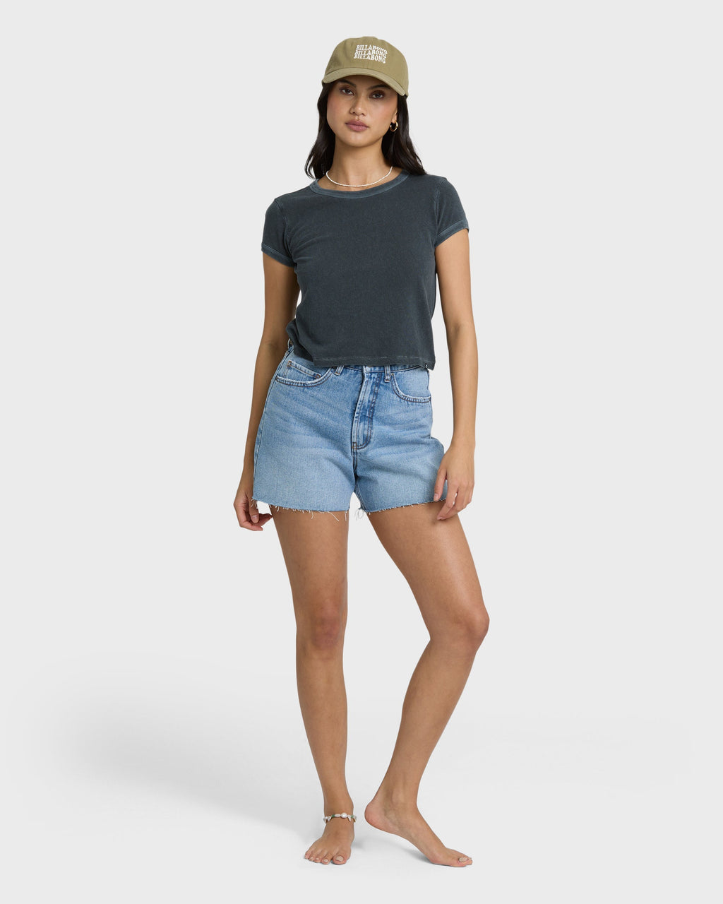 Billabong Riley Cut-Off Denim Shorts - Faded Indigo Fray
