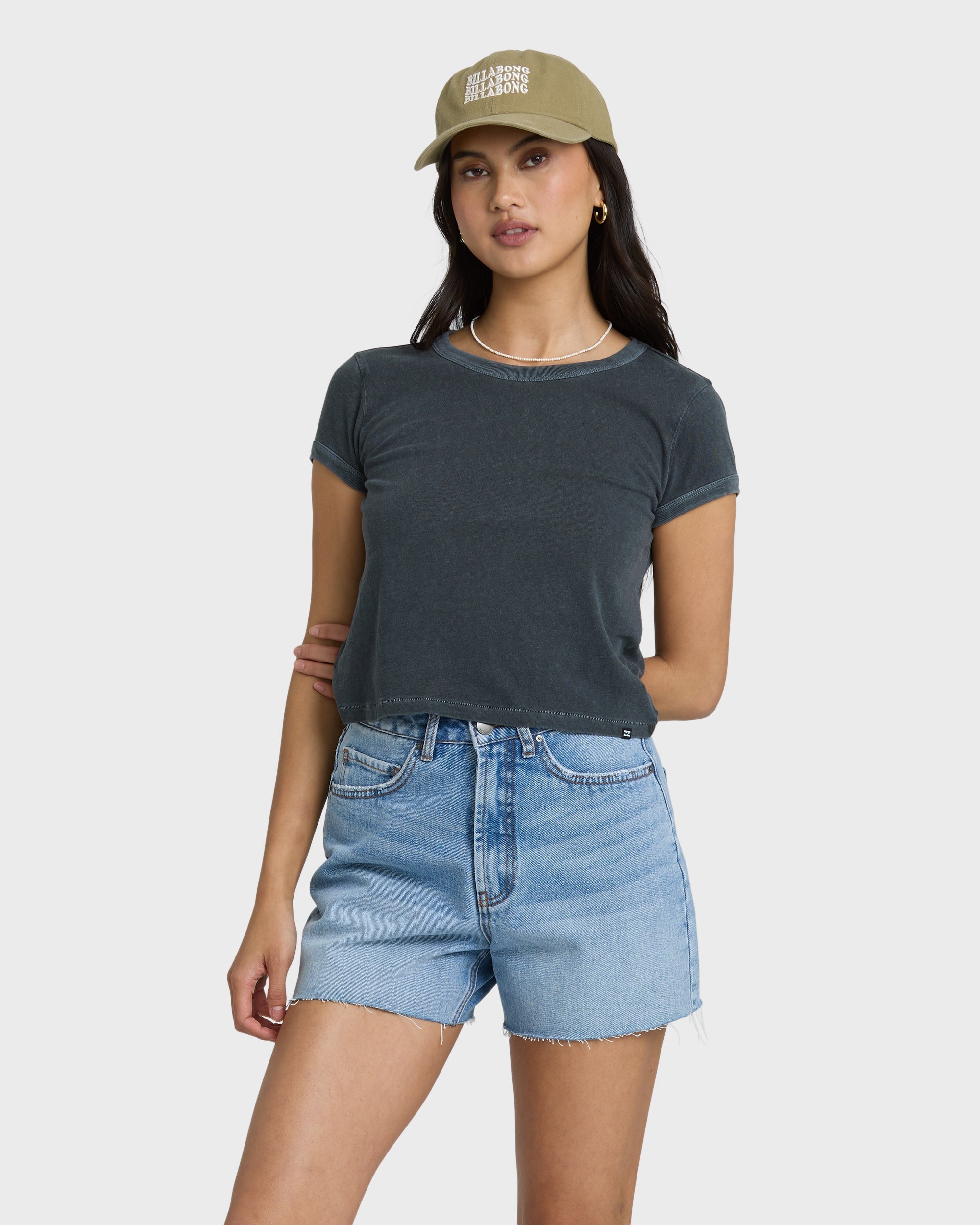 Billabong Riley Cut-Off Denim Shorts - Faded Indigo Fray