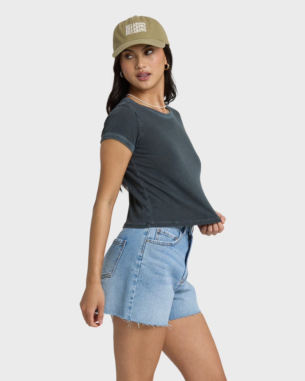 Billabong Riley Cut-Off Denim Shorts - Faded Indigo Fray