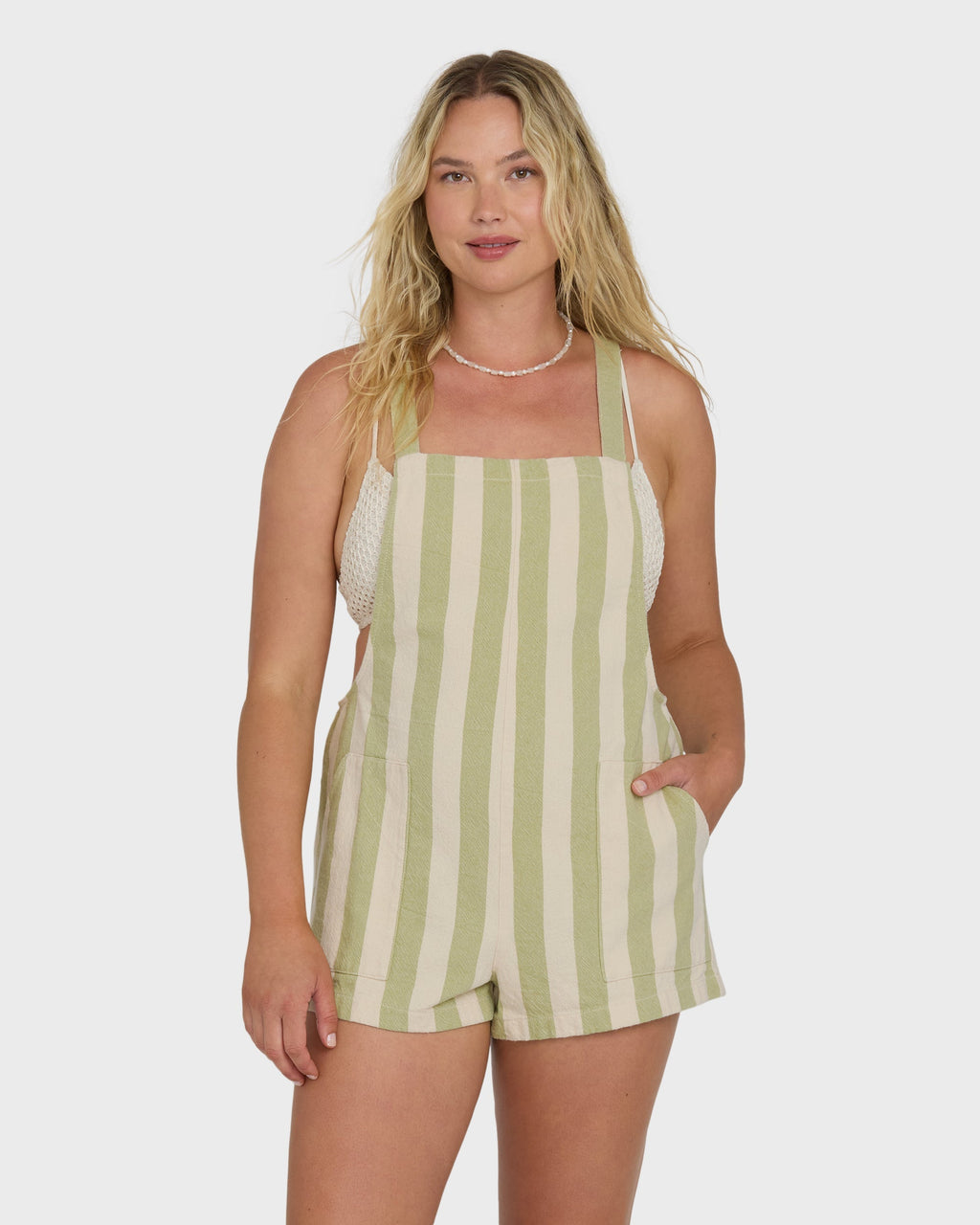 Billabong Beach Crush Yarn-Dyed Overalls - Cactus