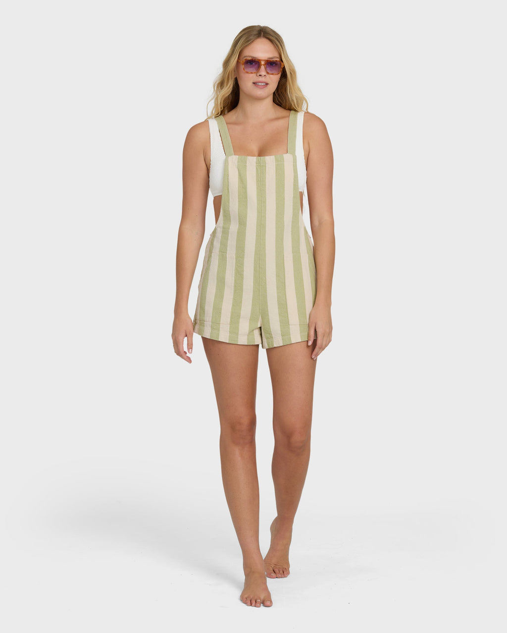 Billabong Beach Crush Yarn-Dyed Overalls - Cactus