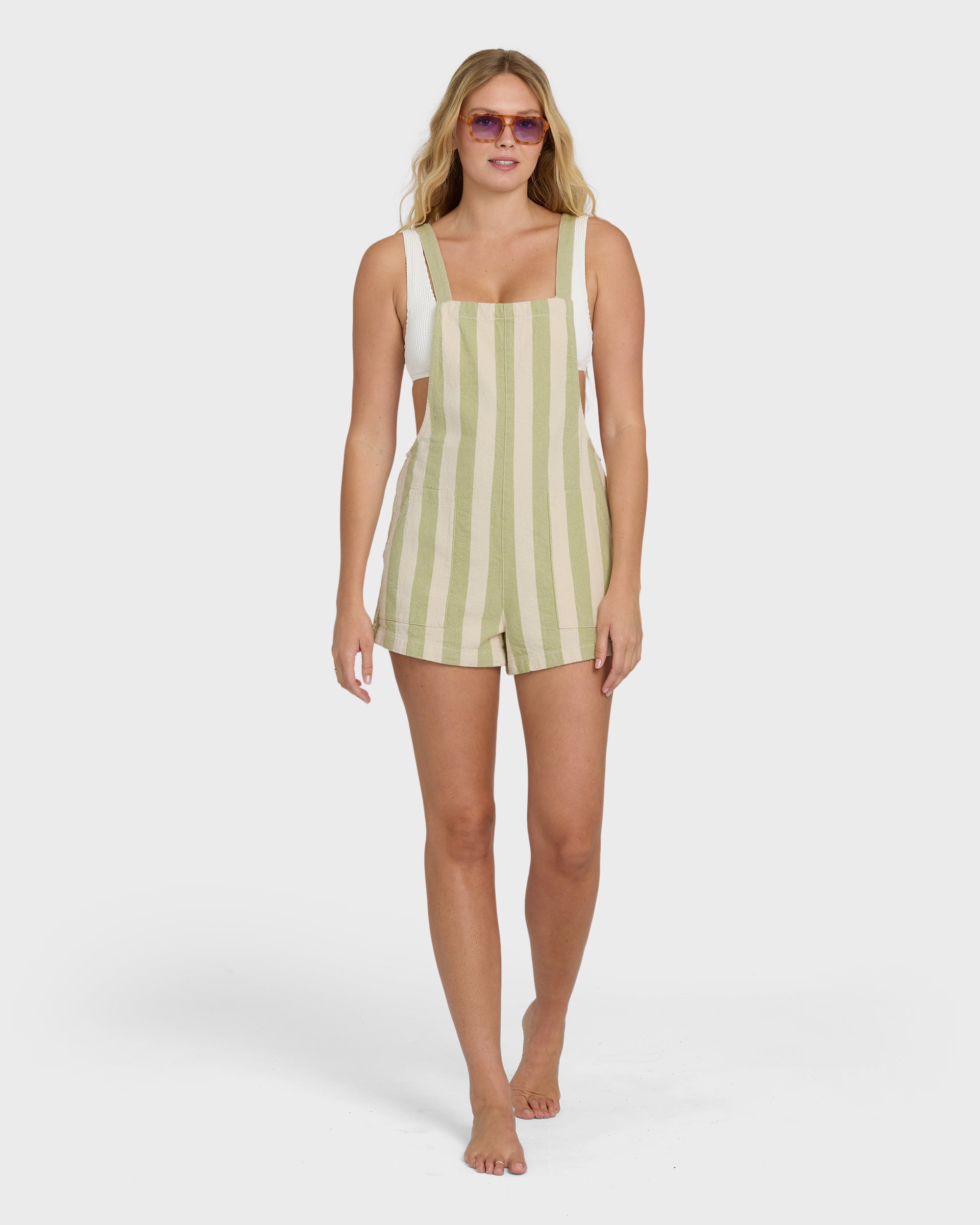 Billabong Beach Crush Yarn-Dyed Overalls - Cactus
