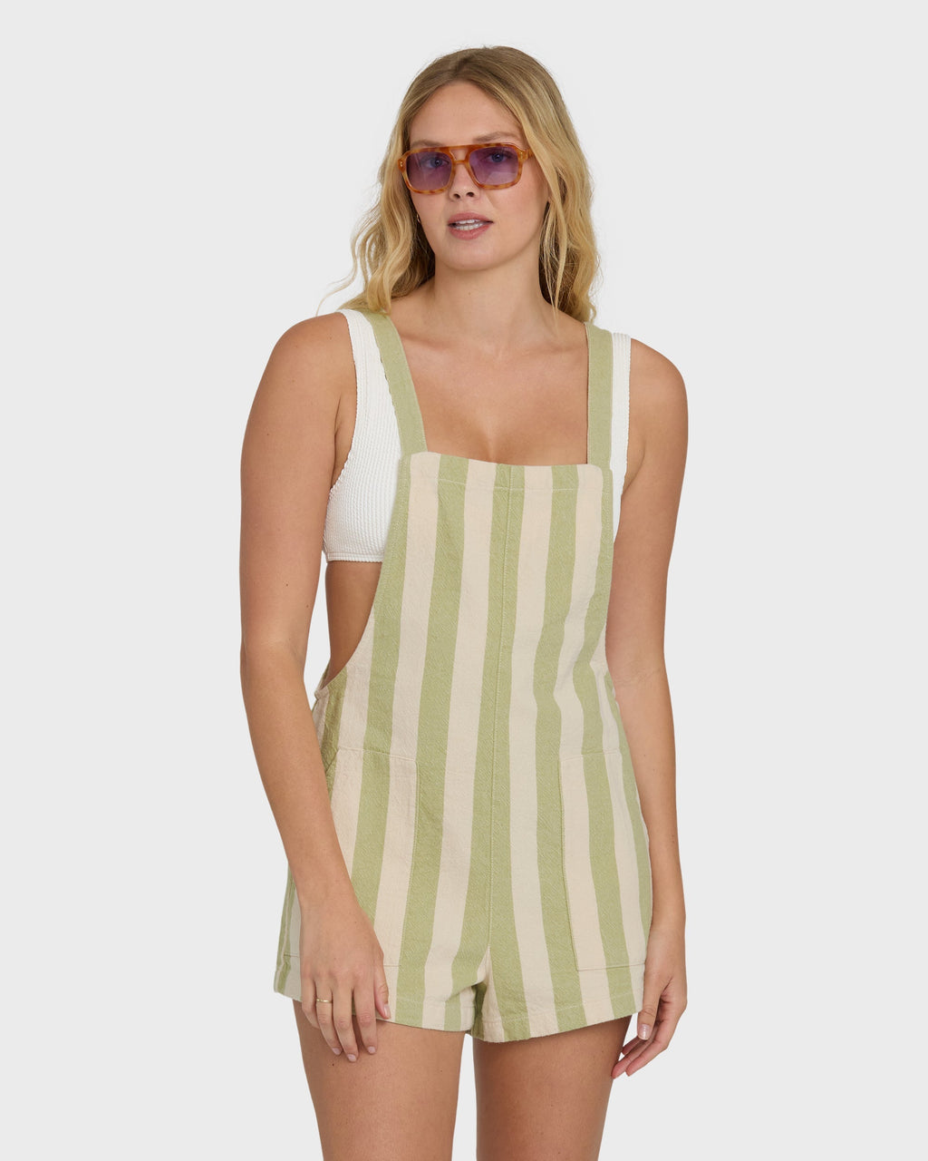 Billabong Beach Crush Yarn-Dyed Overalls - Cactus