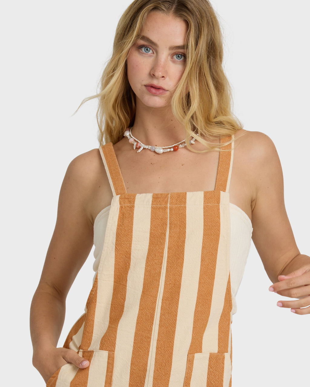 Billabong Beach Crush Yarn-Dyed Overalls - Caramel Cafe