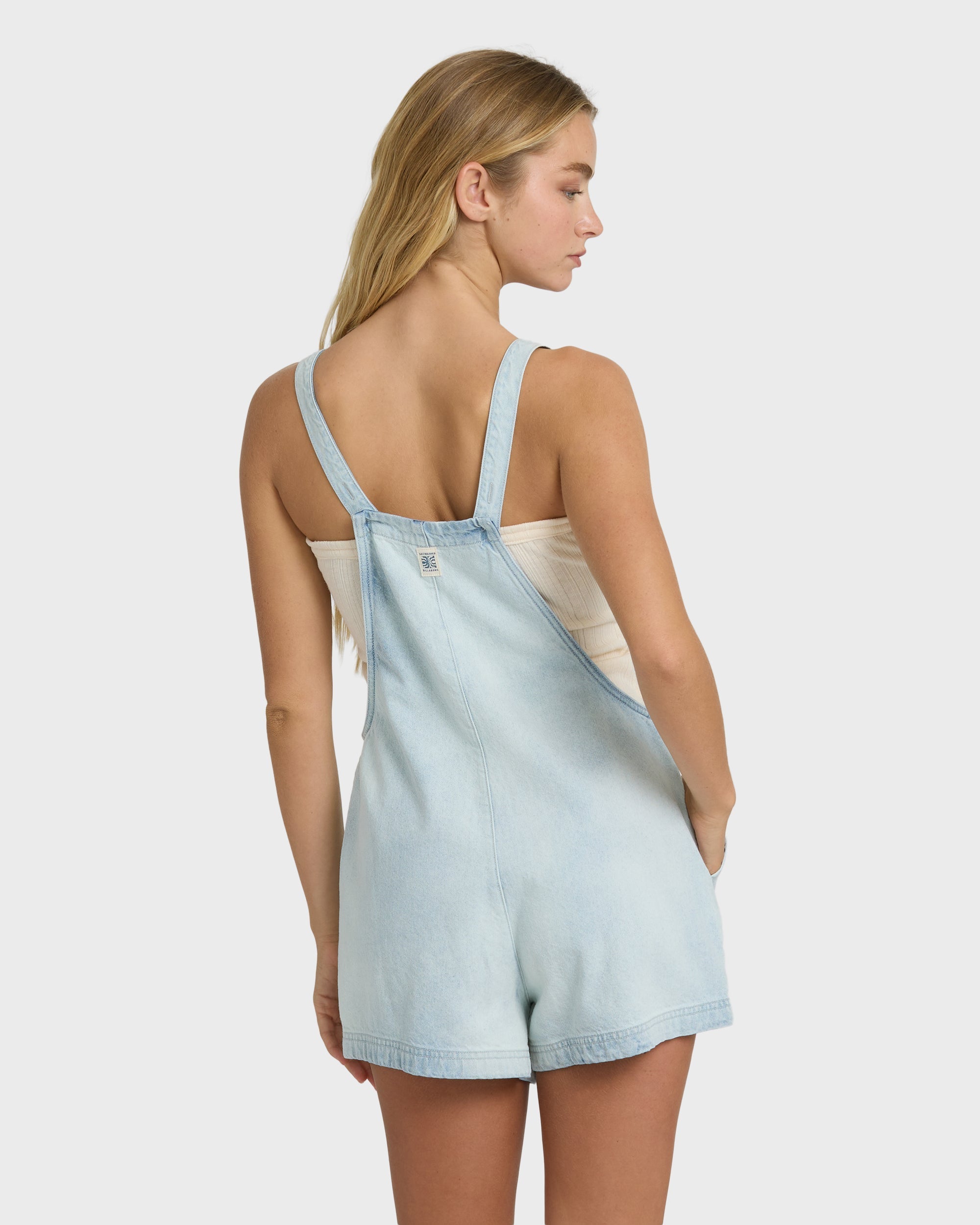 Billabong Beach Crush Denim Overalls - Blue Mist
