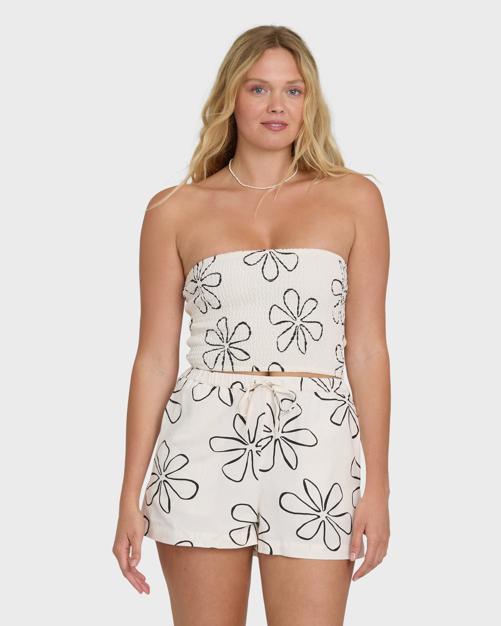 Billabong Keep It Simple 2 Tube Print Tube Top - White Cap