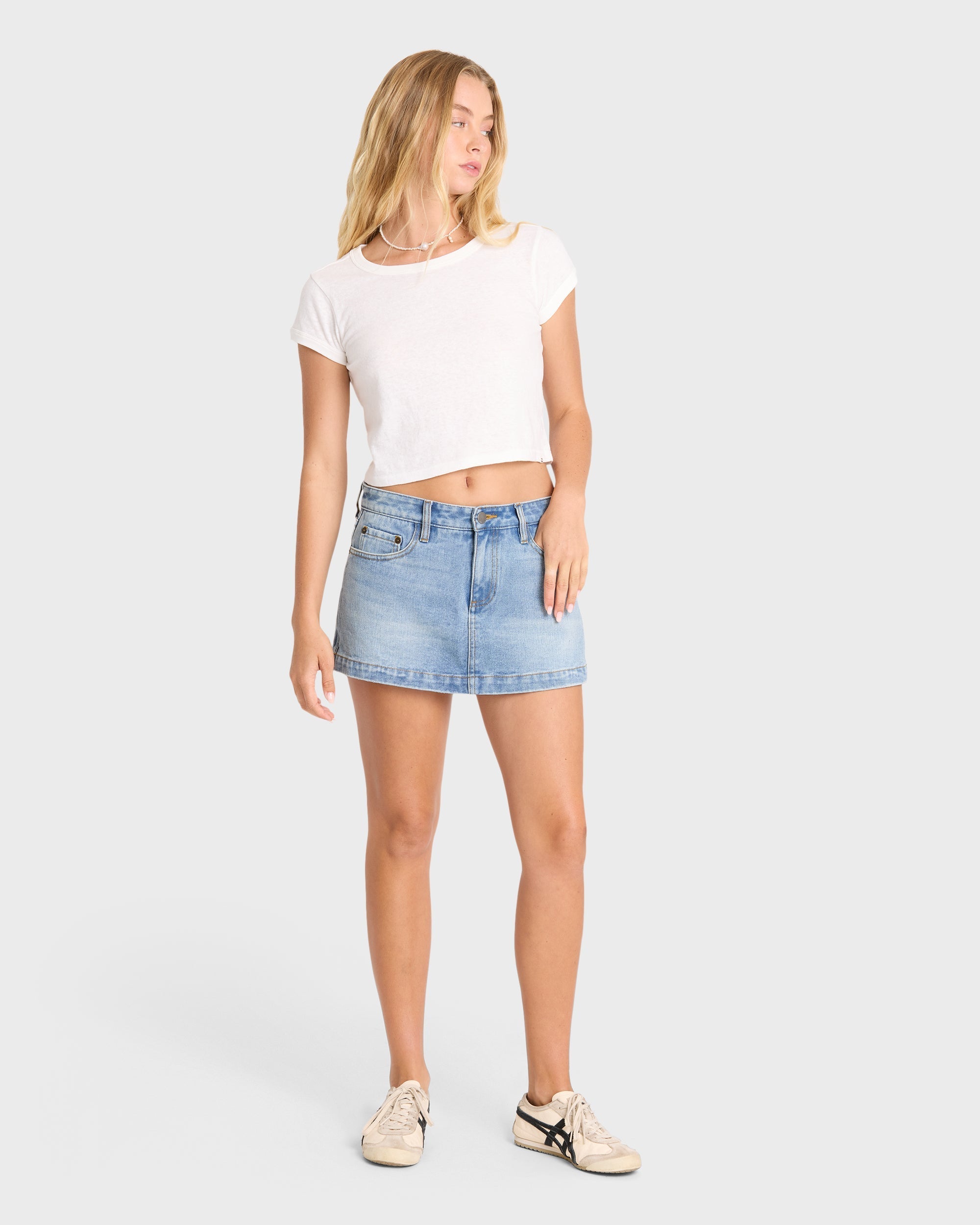 Billabong Micro Moment Denim Skort - Faded Indigo Fray