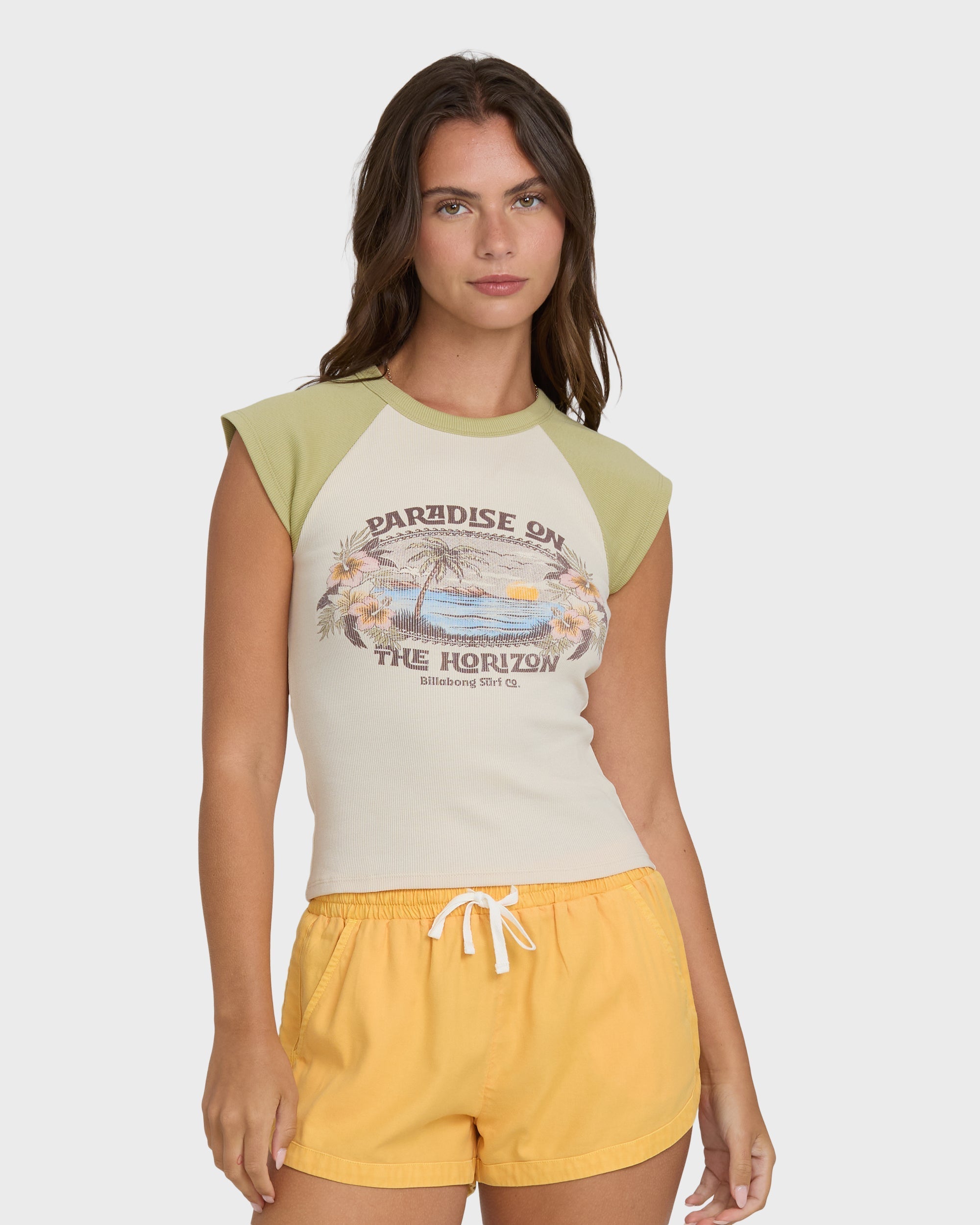 Billabong Horizon Raglan Short Sleeve Knit T-Shirt - Cactus