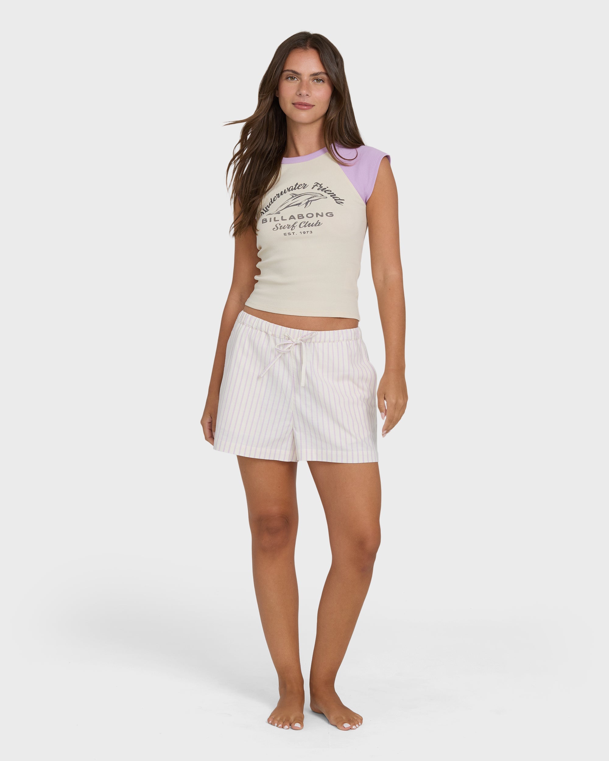 Billabong Horizon Raglan Short Sleeve Knit T-Shirt - Vintage Violet