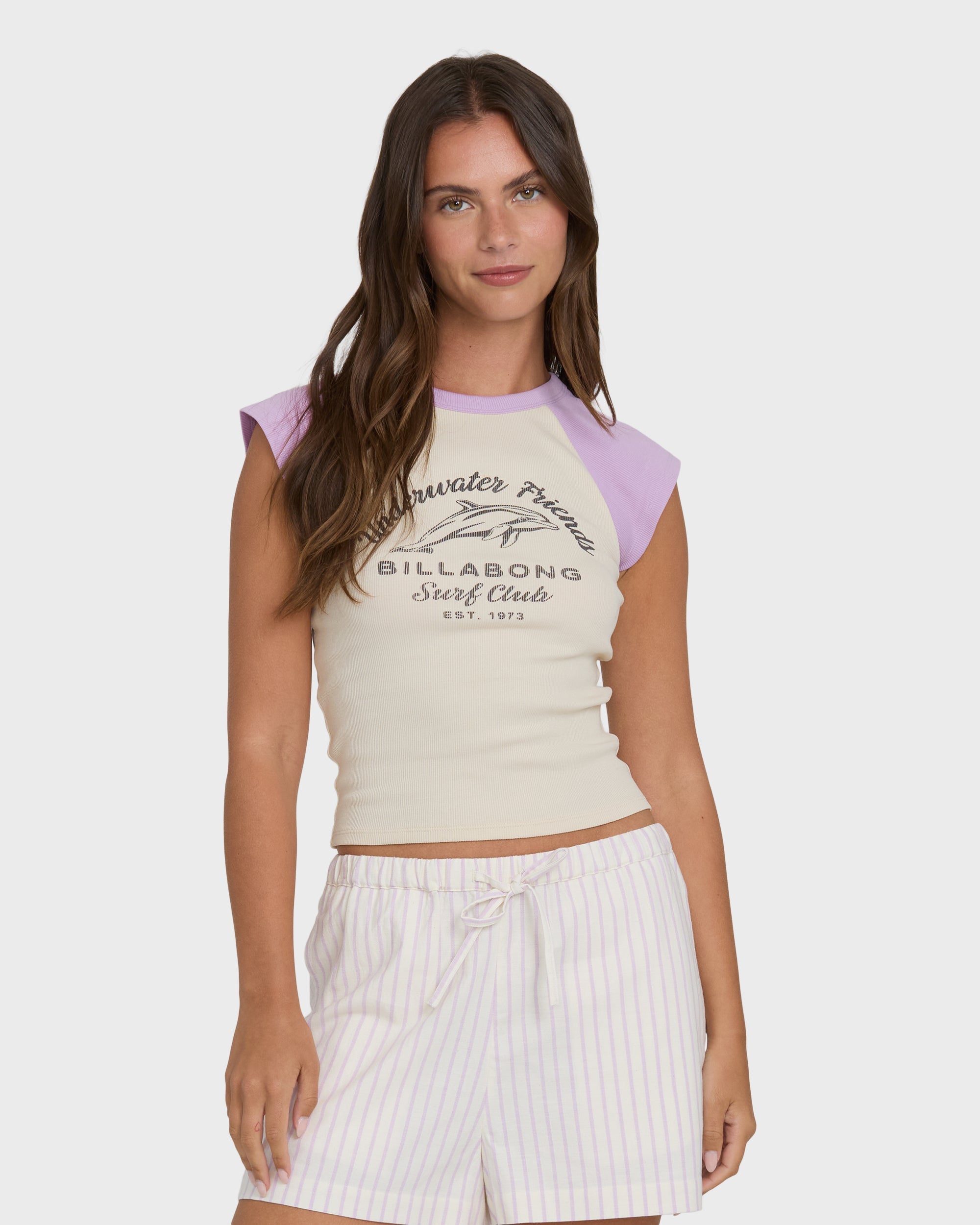 Billabong Horizon Raglan Short Sleeve Knit T-Shirt - Vintage Violet