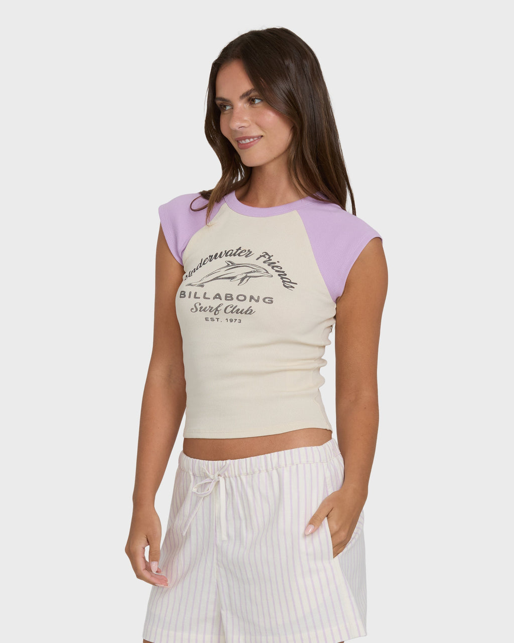 Billabong Horizon Raglan Short Sleeve Knit T-Shirt - Vintage Violet