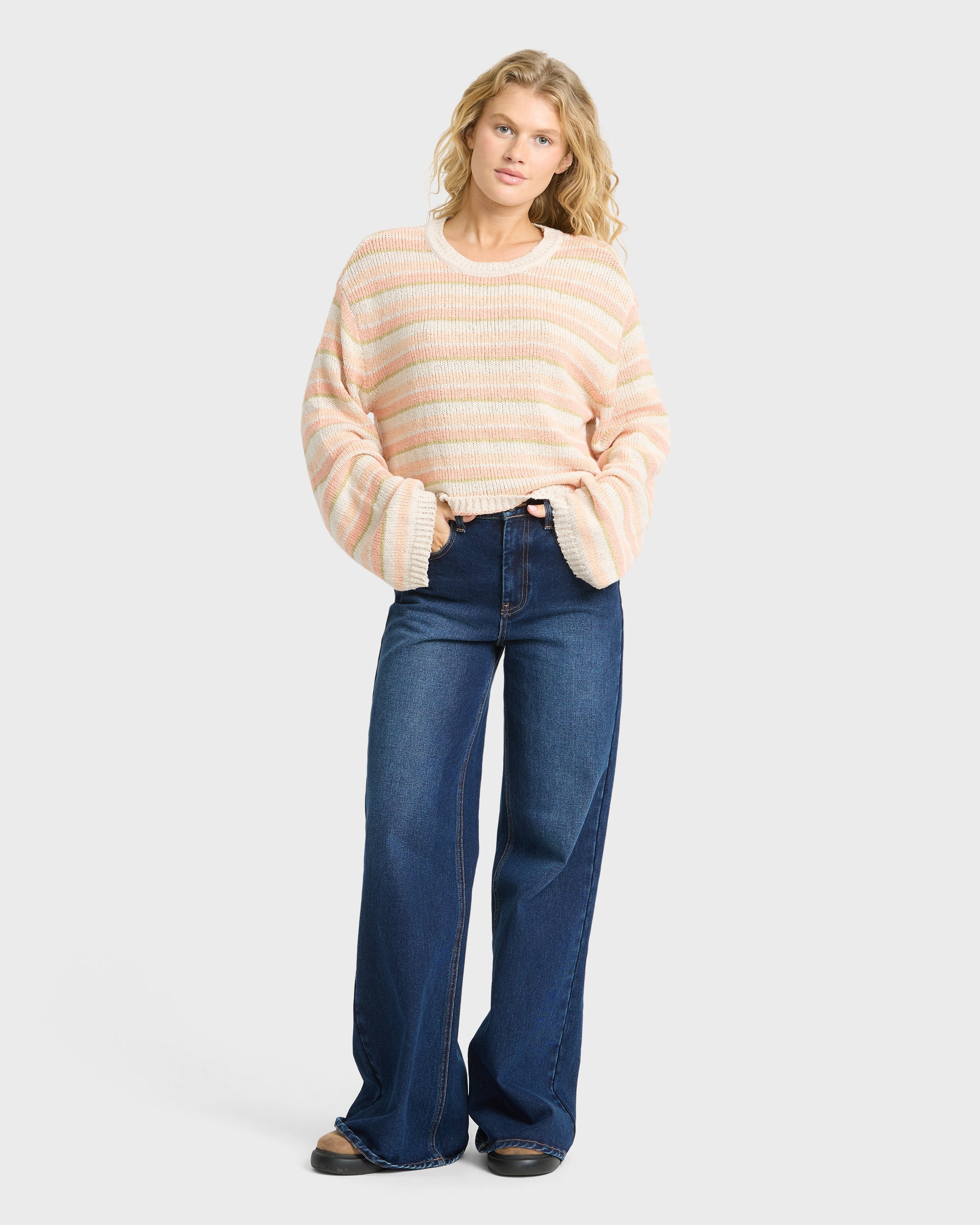 Billabong Bright Sol Crewneck Sweater - Light Peach