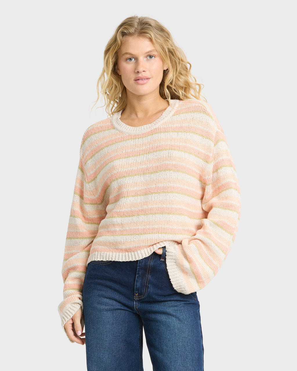 Billabong Bright Sol Crewneck Sweater - Light Peach