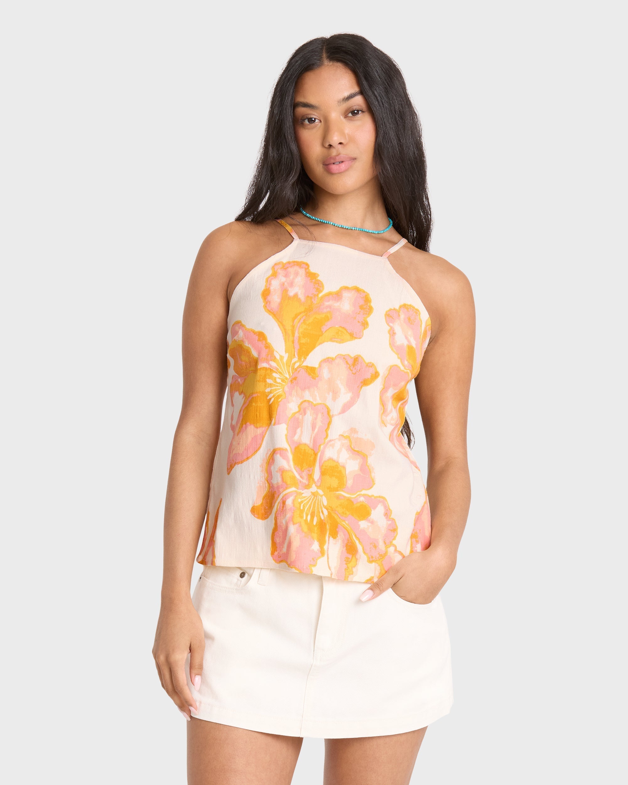 Billabong Floral Trippin Tank Top - Salt Crystal