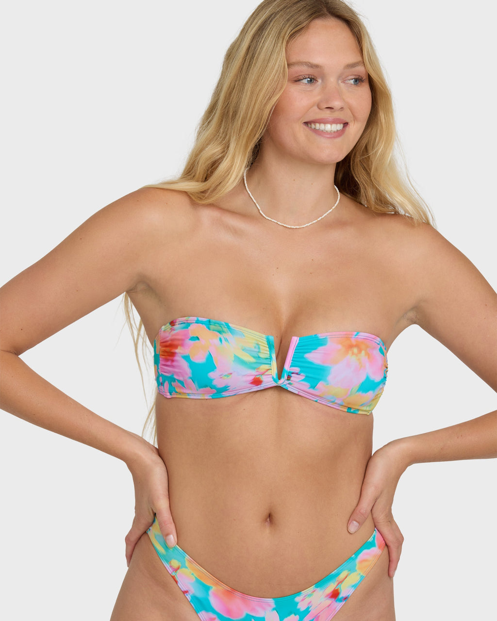 Billabong Pipe Dreams V Bandeau Bikini Top - Bright Marine
