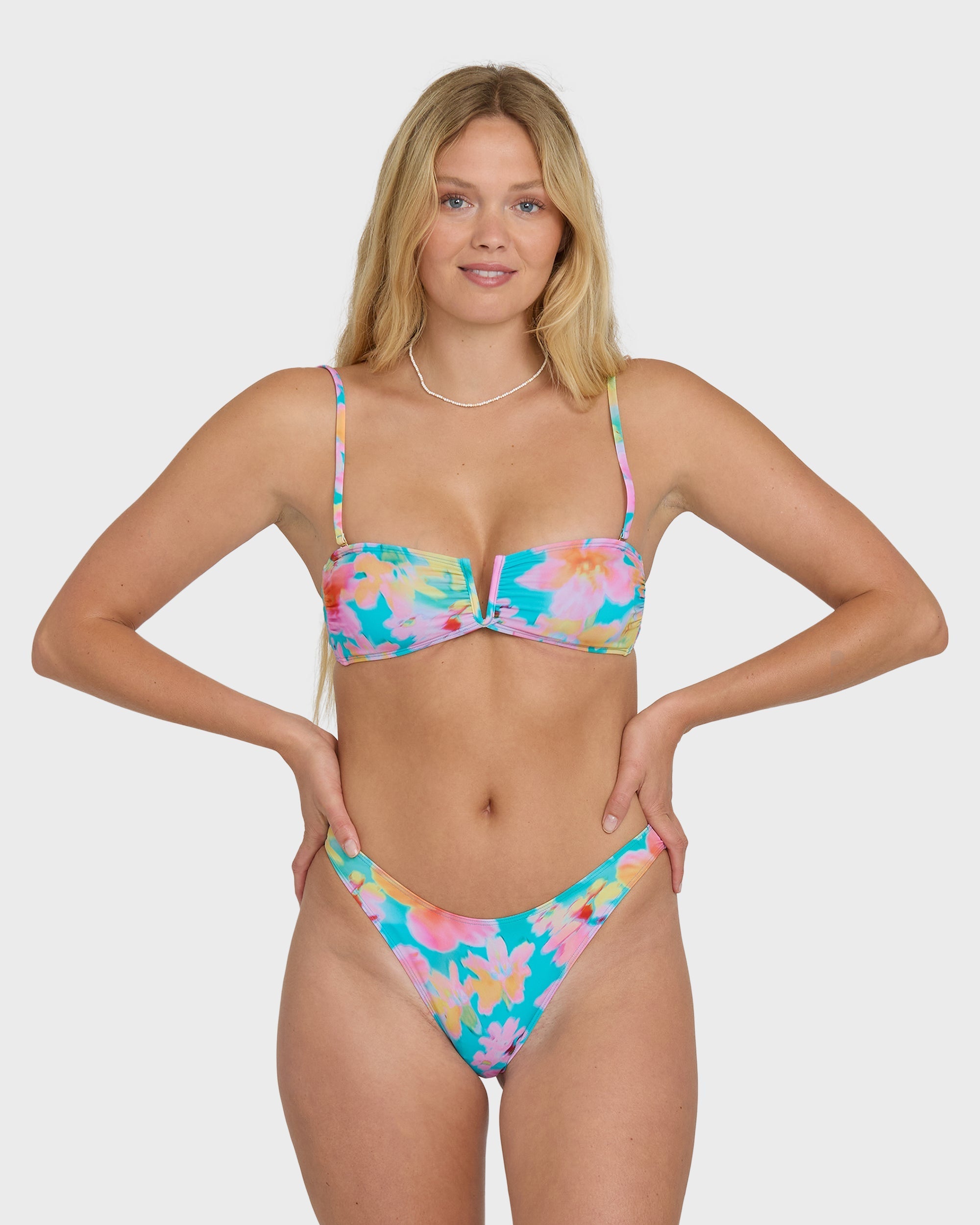 Billabong Pipe Dreams V Bandeau Bikini Top - Bright Marine