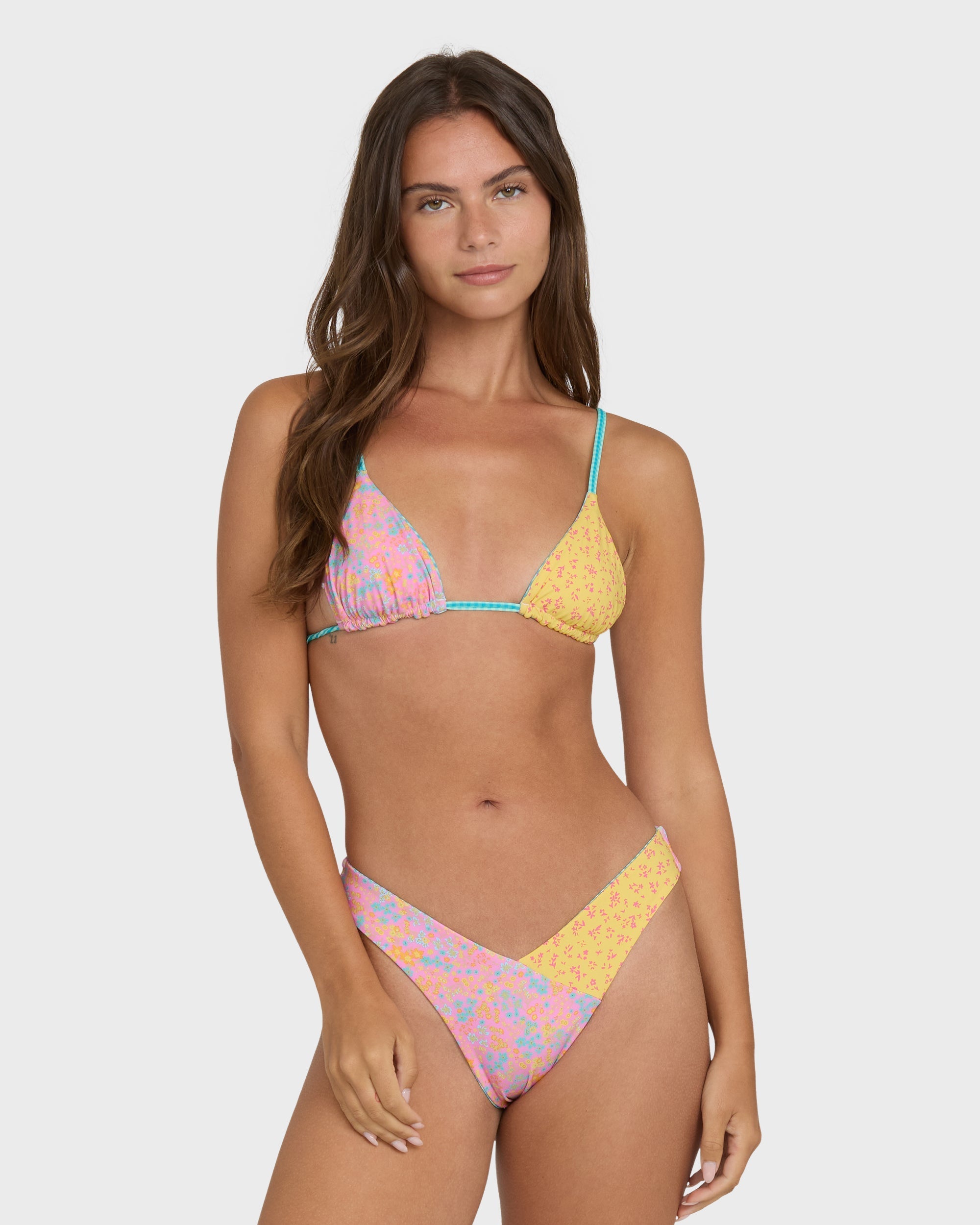 Billabong Babe Alert Reversible Mini Slide Triangle Bikini Top - Agave