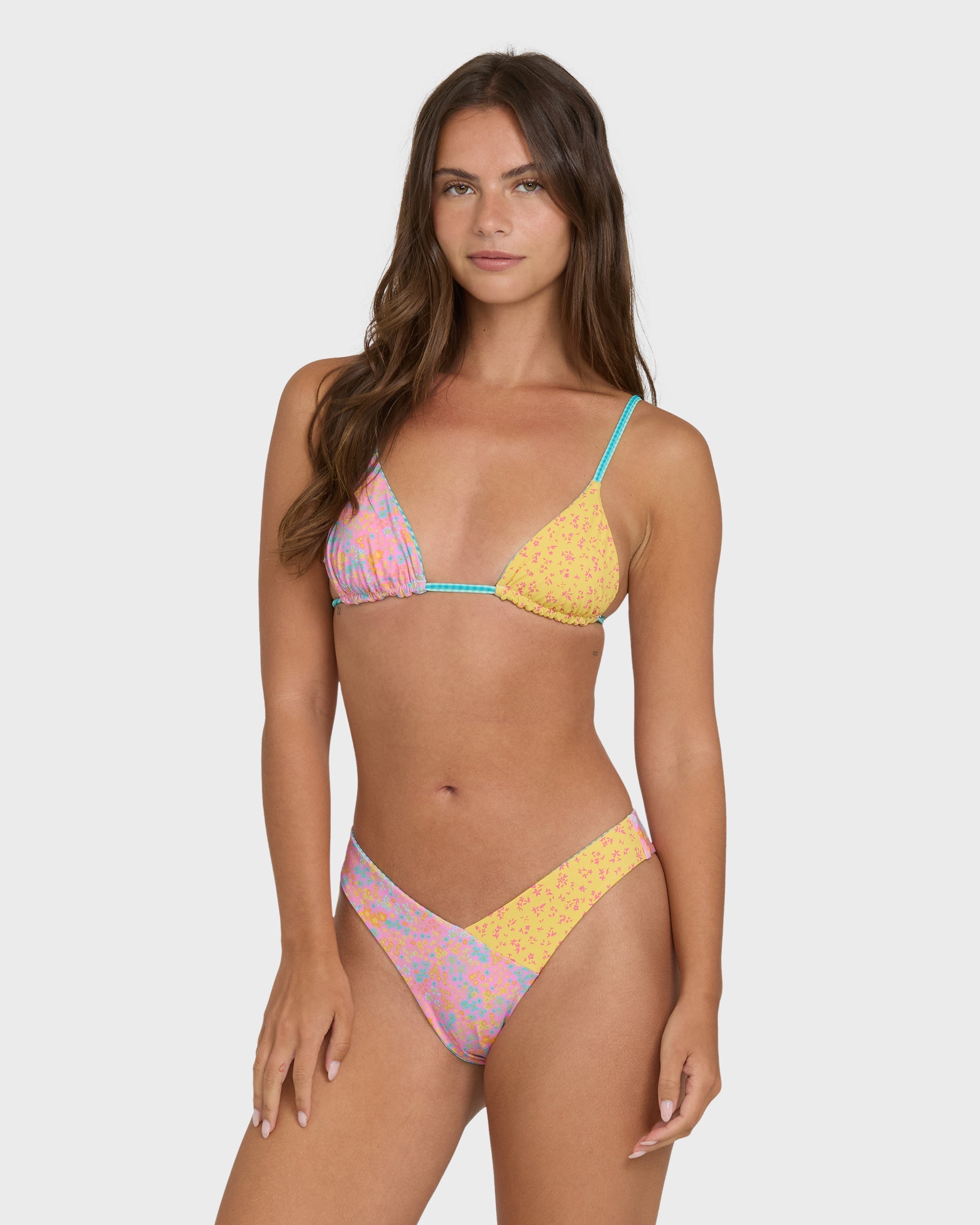 Billabong Babe Alert Reversible Mini Slide Triangle Bikini Top - Agave