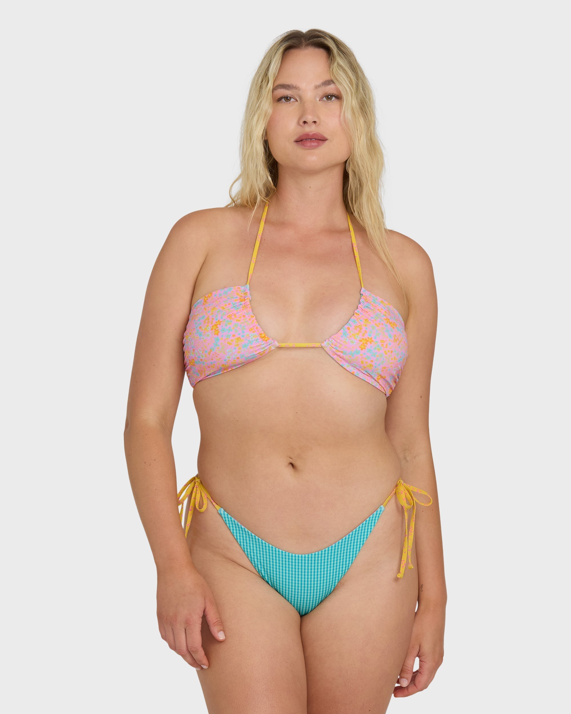Billabong Babe Alert Reversible Drew Bandeau Bikini Top - Agave