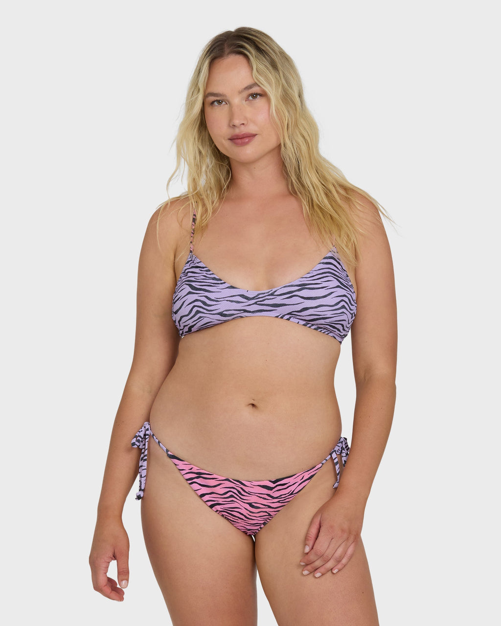 Billabong Pretty Wild Ruched V Bralette Bikini Top - Sweet Lilac