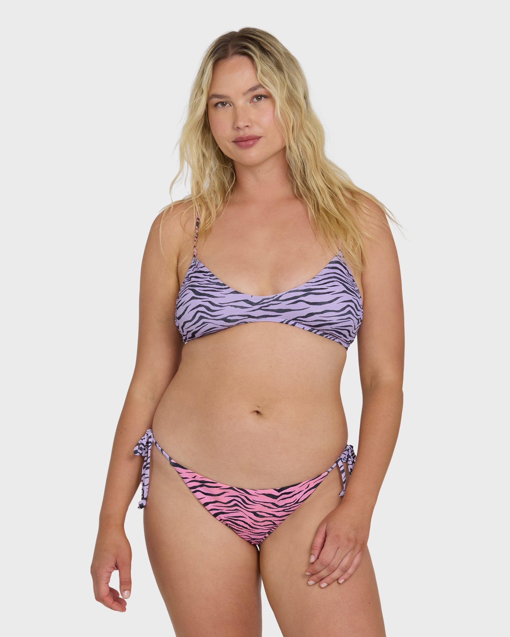 Billabong Pretty Wild Ruched V Bralette Bikini Top - Sweet Lilac