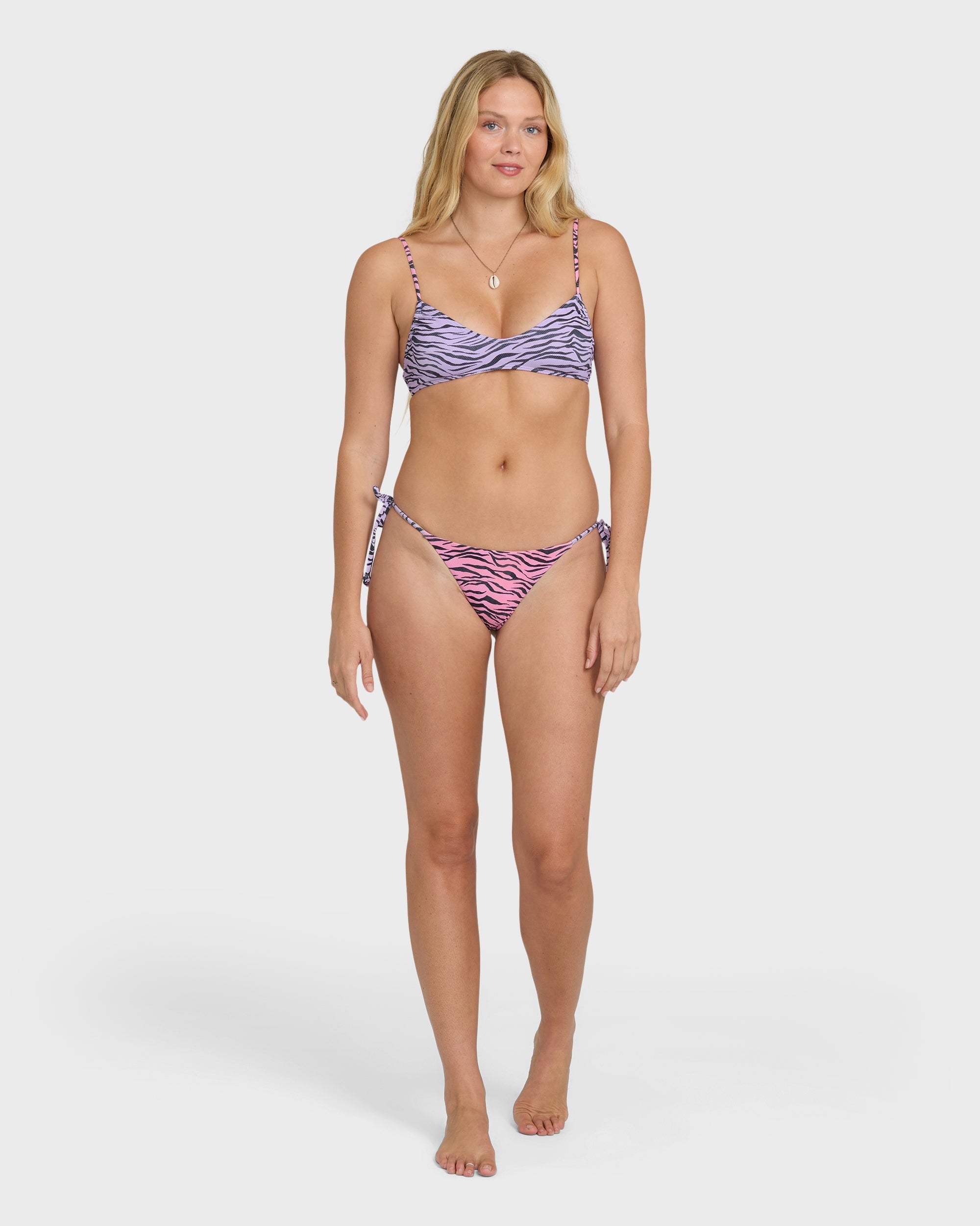 Billabong Pretty Wild Ruched V Bralette Bikini Top - Sweet Lilac