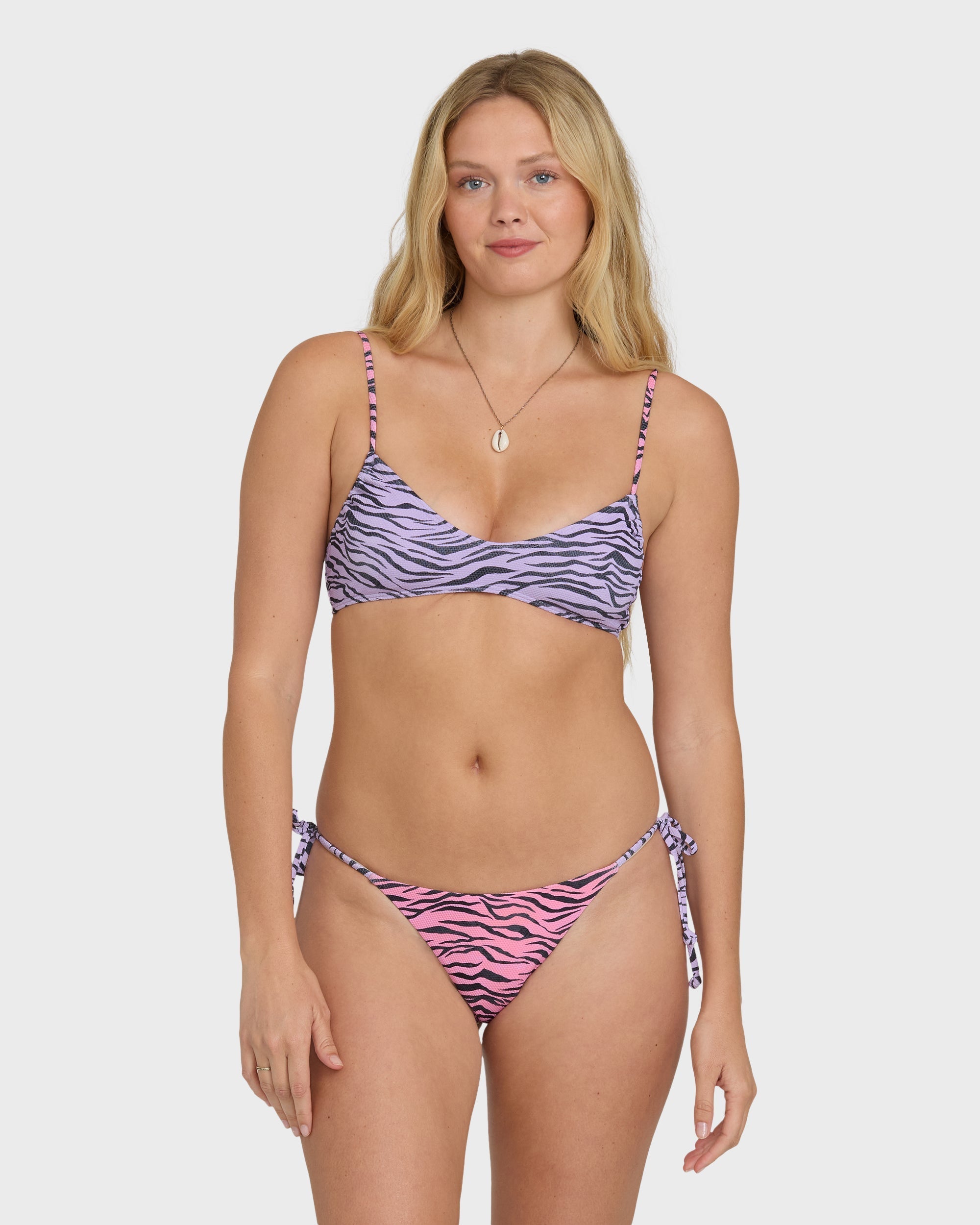 Billabong Pretty Wild Ruched V Bralette Bikini Top - Sweet Lilac