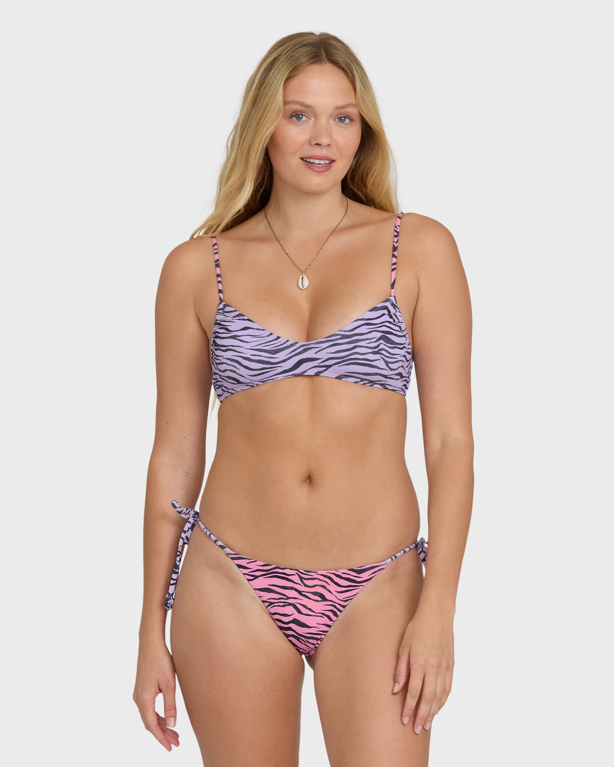 Billabong Pretty Wild Tie-Side Tanga Bikini Bottoms - Pink Sunset